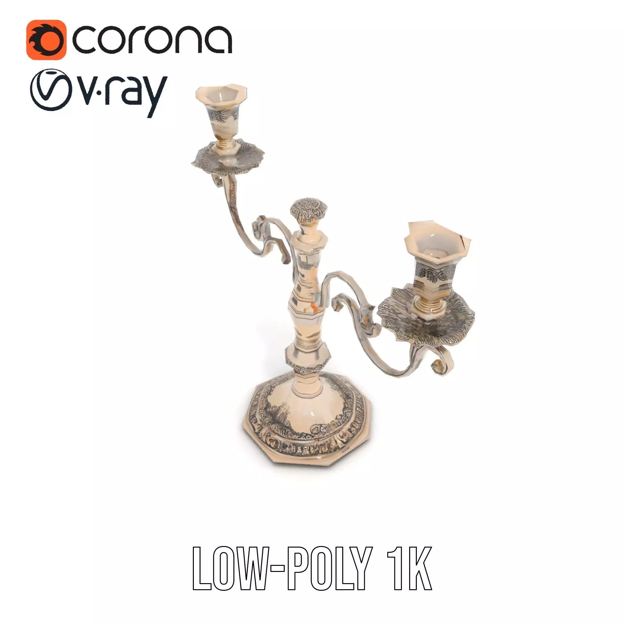 Elegant Silver Candelabra model pack Low-poly 3D model_19