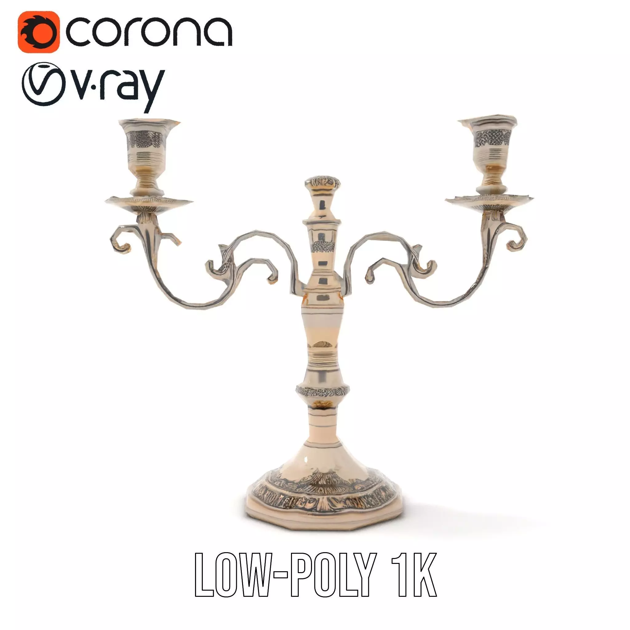 Elegant Silver Candelabra model pack Low-poly 3D model_12
