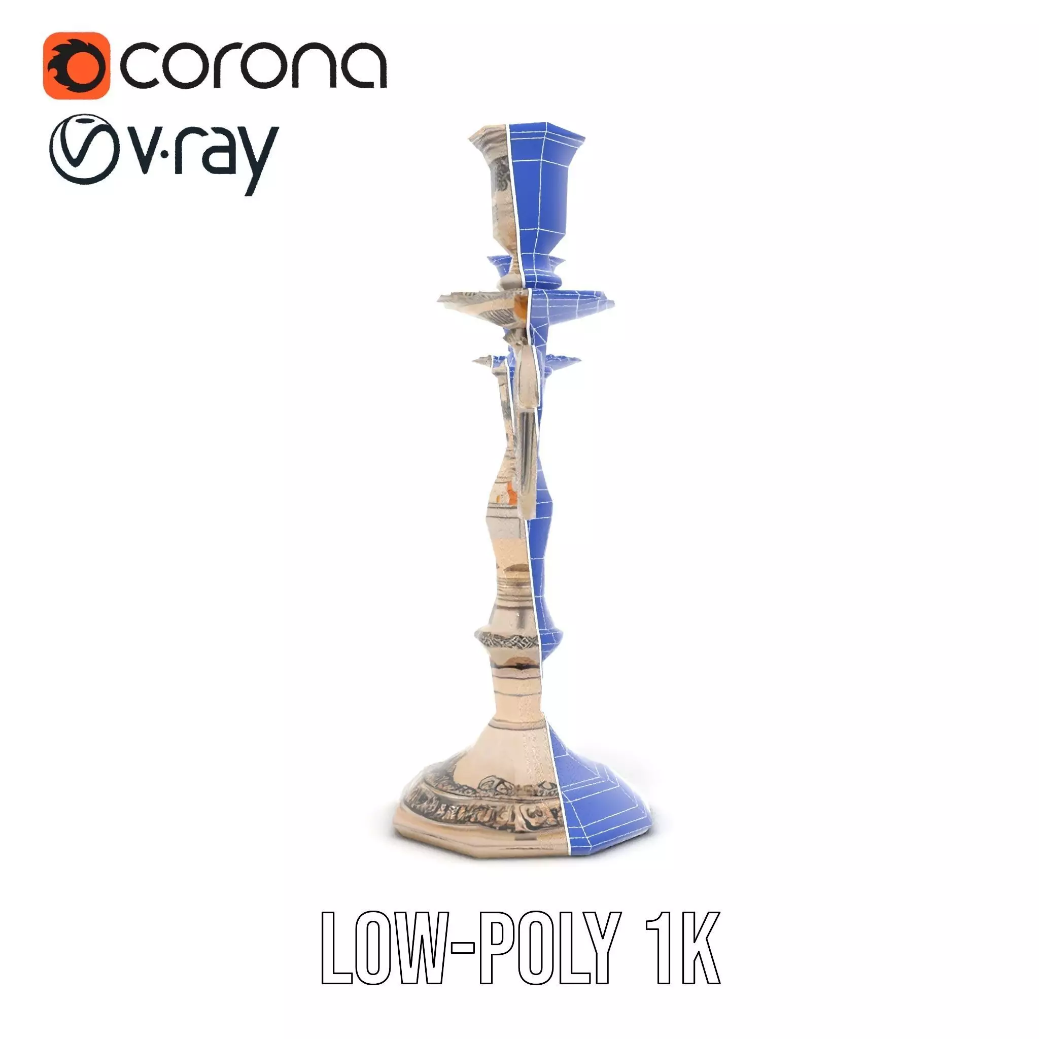 Elegant Silver Candelabra model pack Low-poly 3D model_28