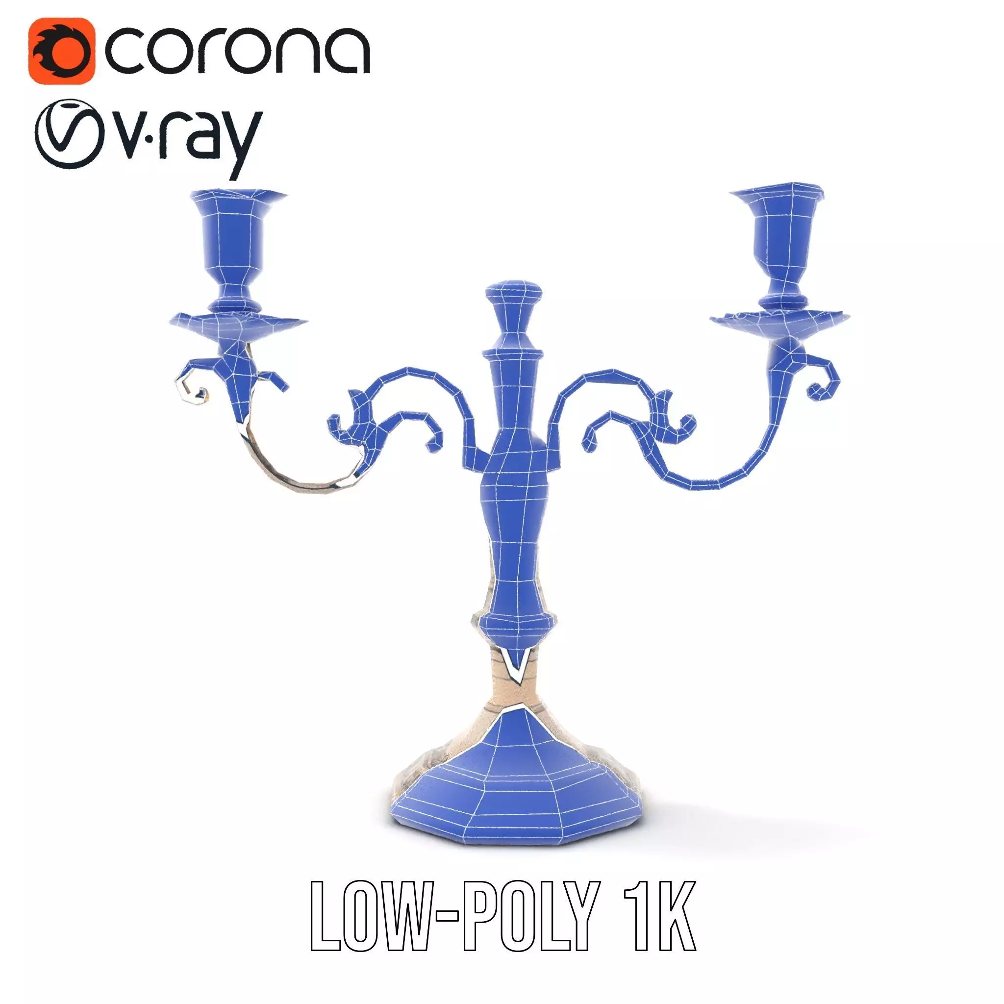 Elegant Silver Candelabra model pack Low-poly 3D model_15