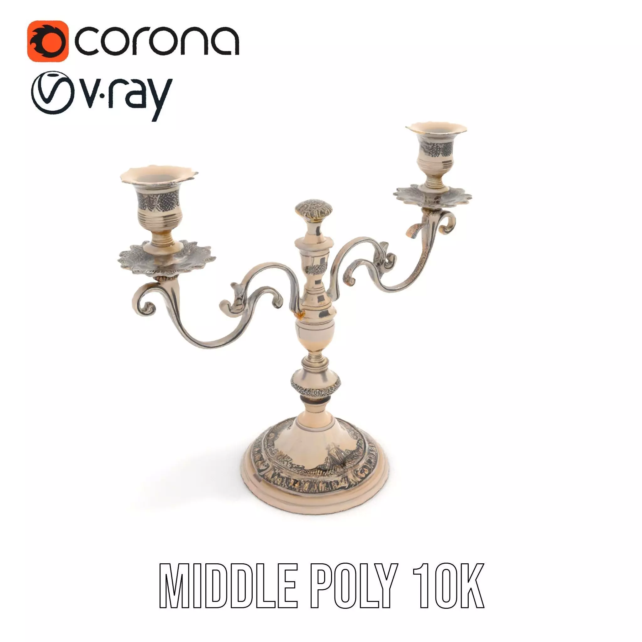 Elegant Silver Candelabra model pack Low-poly 3D model_16