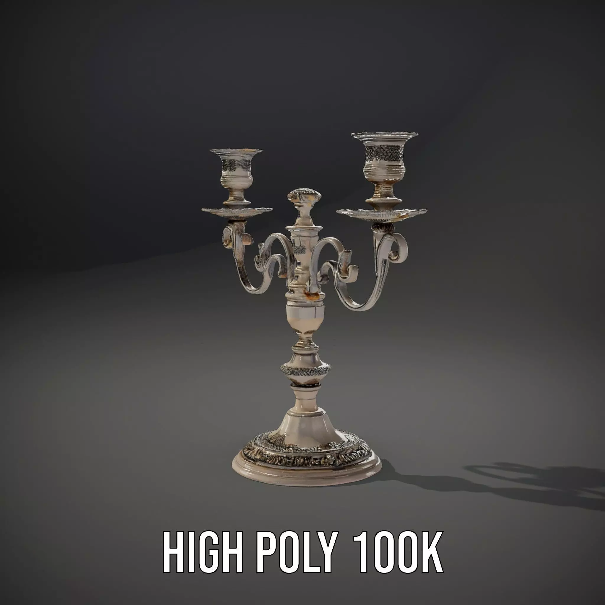 Elegant Silver Candelabra model pack Low-poly 3D model_10