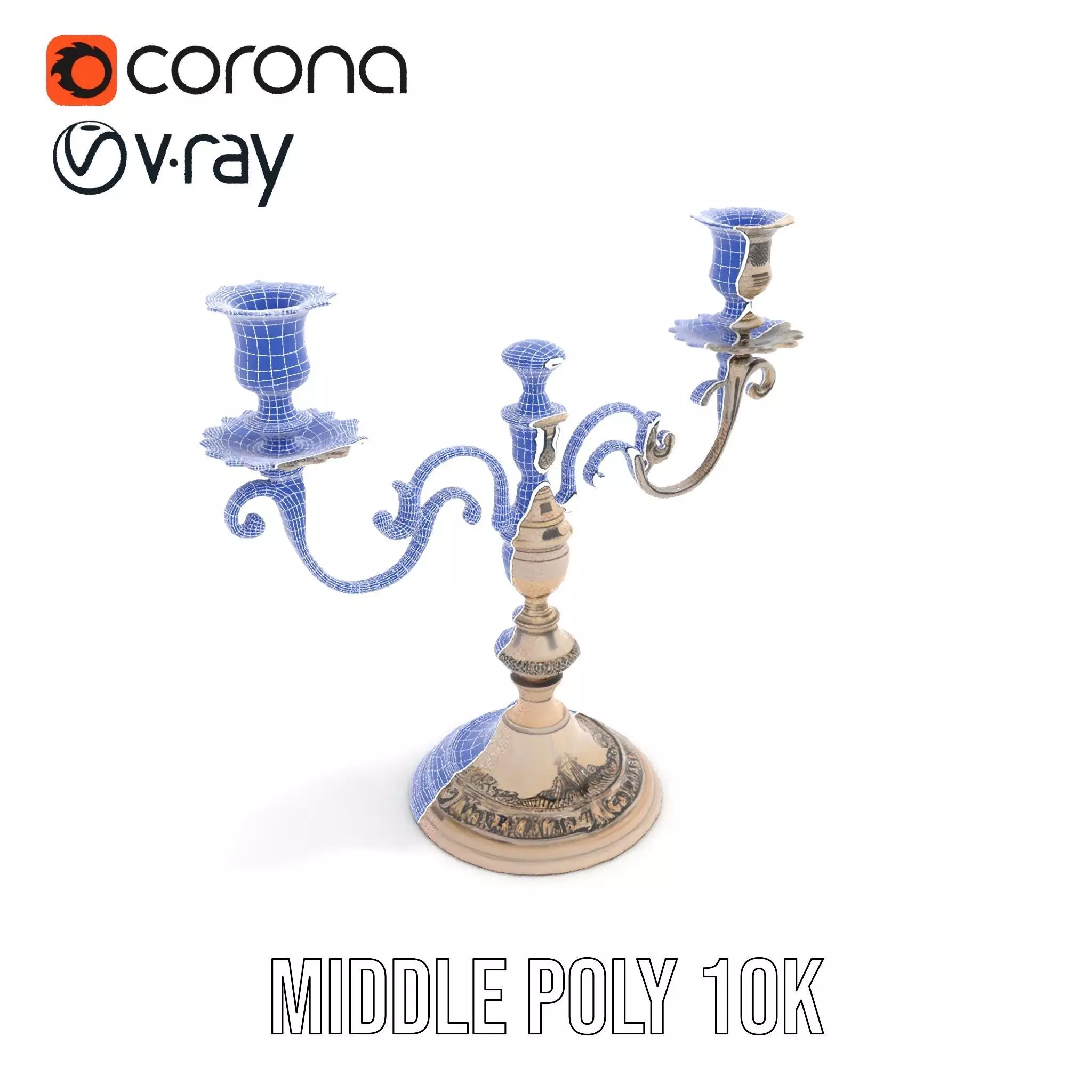 Elegant Silver Candelabra model pack Low-poly 3D model_30