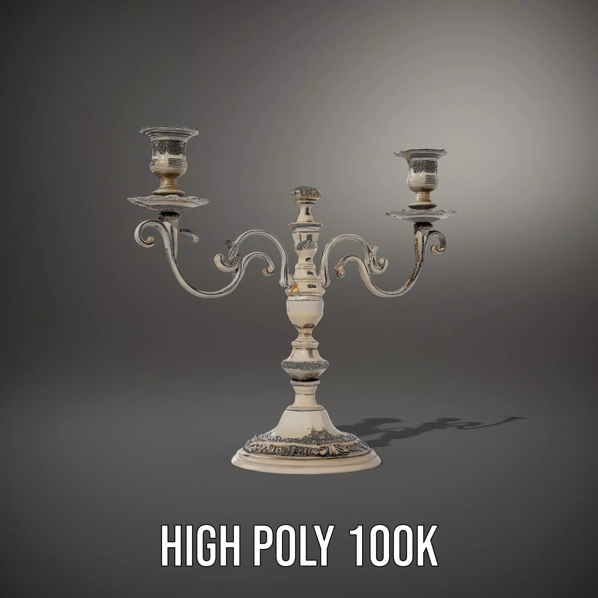 Elegant Silver Candelabra model pack Low-poly 3D model_8