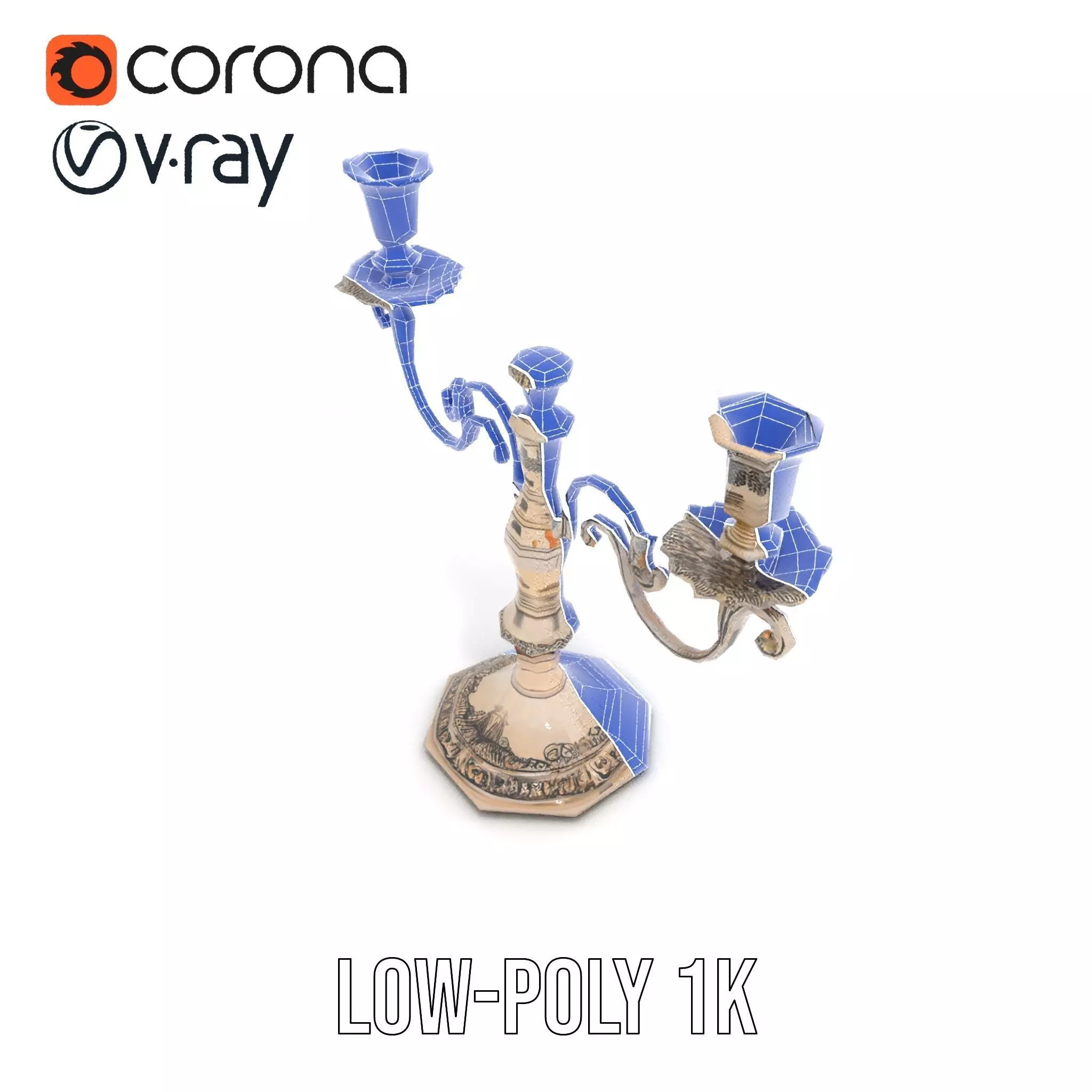 Elegant Silver Candelabra model pack Low-poly 3D model_17