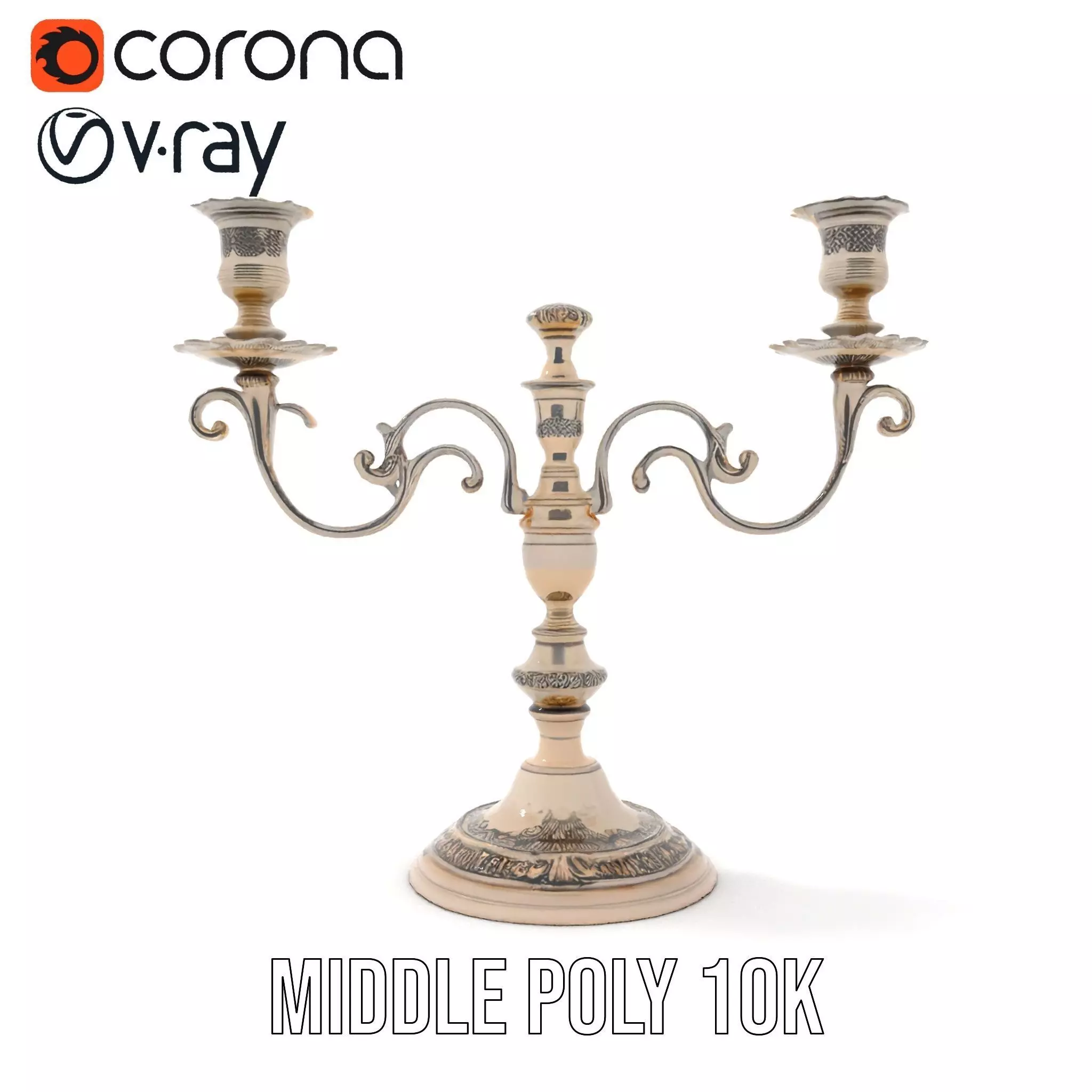 Elegant Silver Candelabra model pack Low-poly 3D model_5