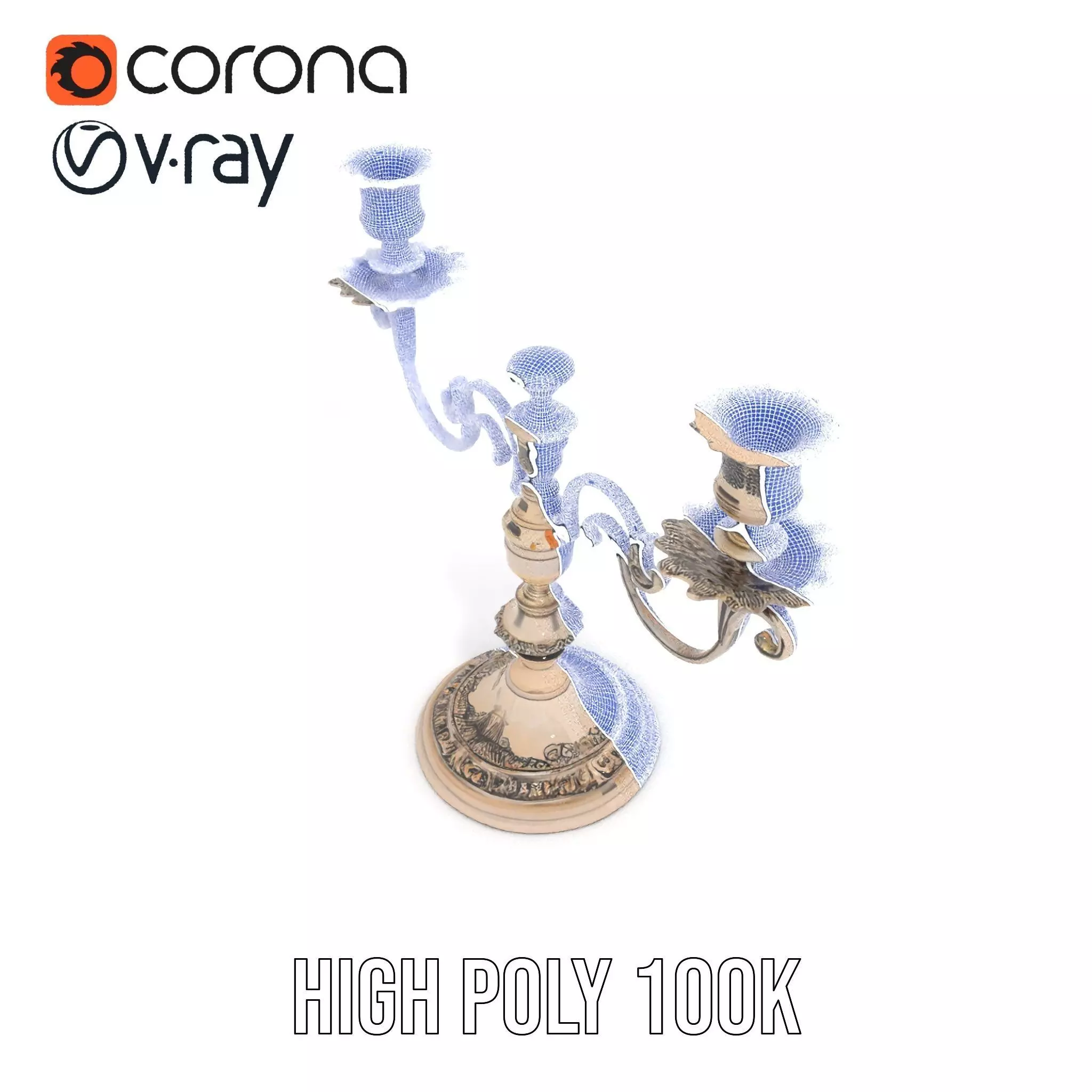 Elegant Silver Candelabra model pack Low-poly 3D model_32