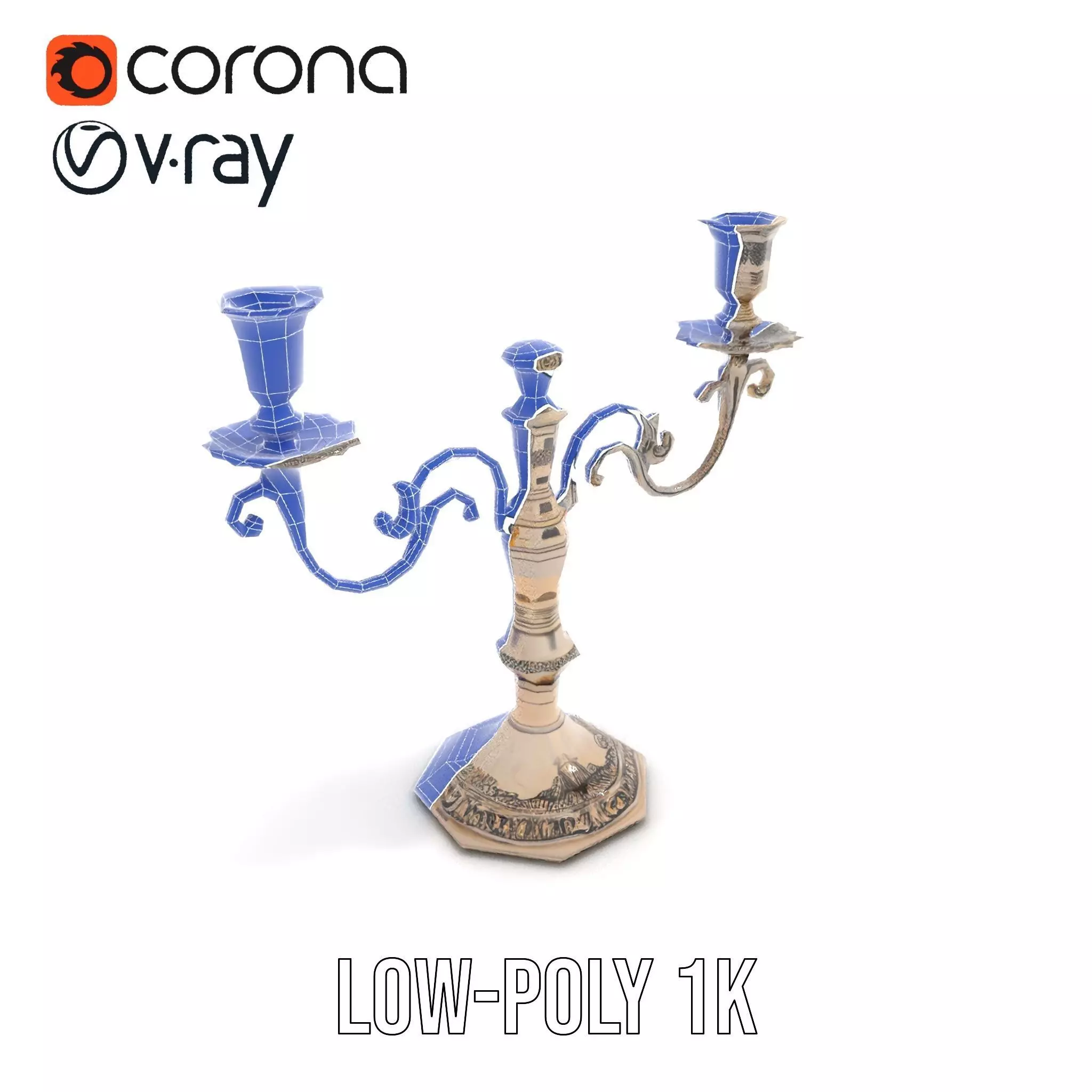 Elegant Silver Candelabra model pack Low-poly 3D model_31