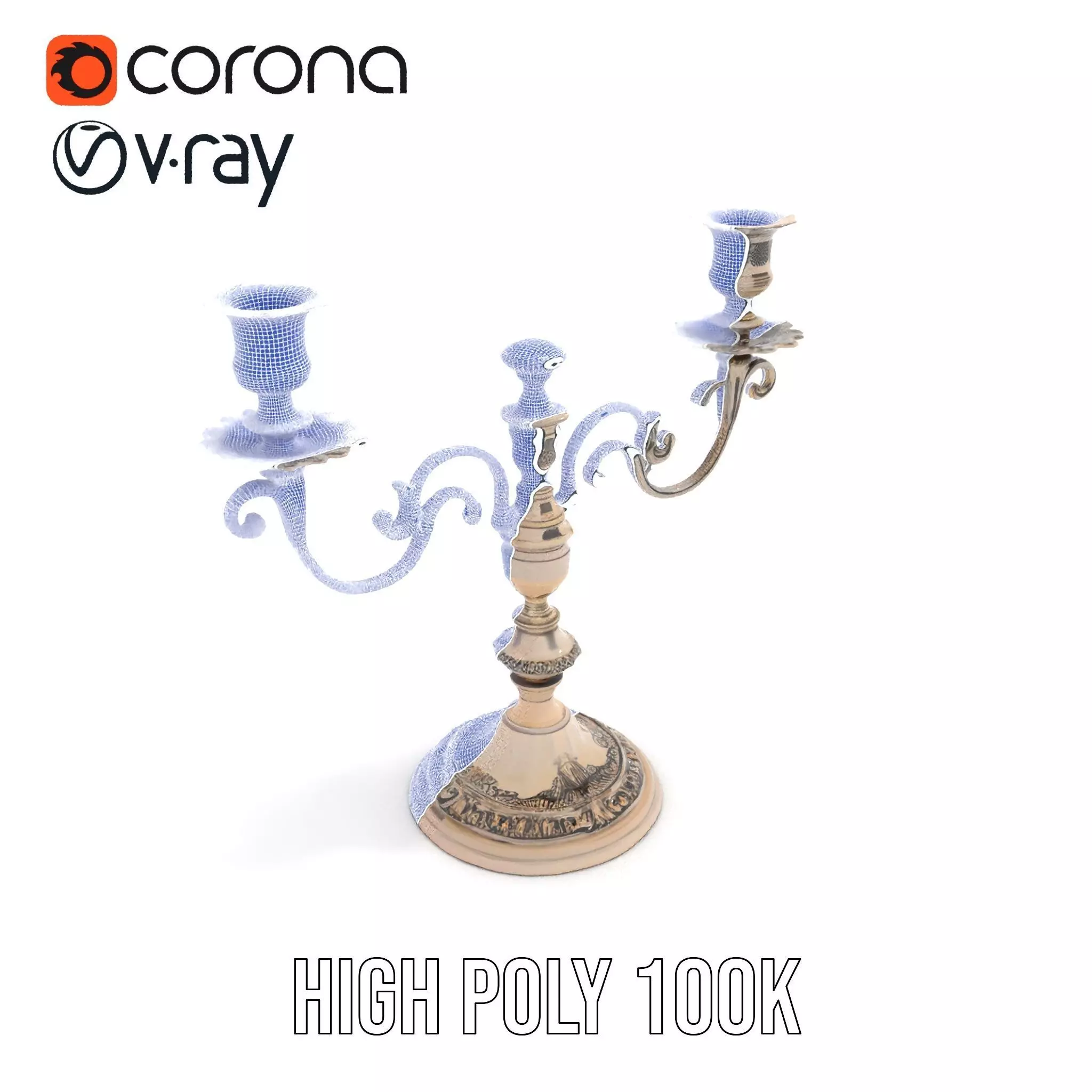Elegant Silver Candelabra model pack Low-poly 3D model_29
