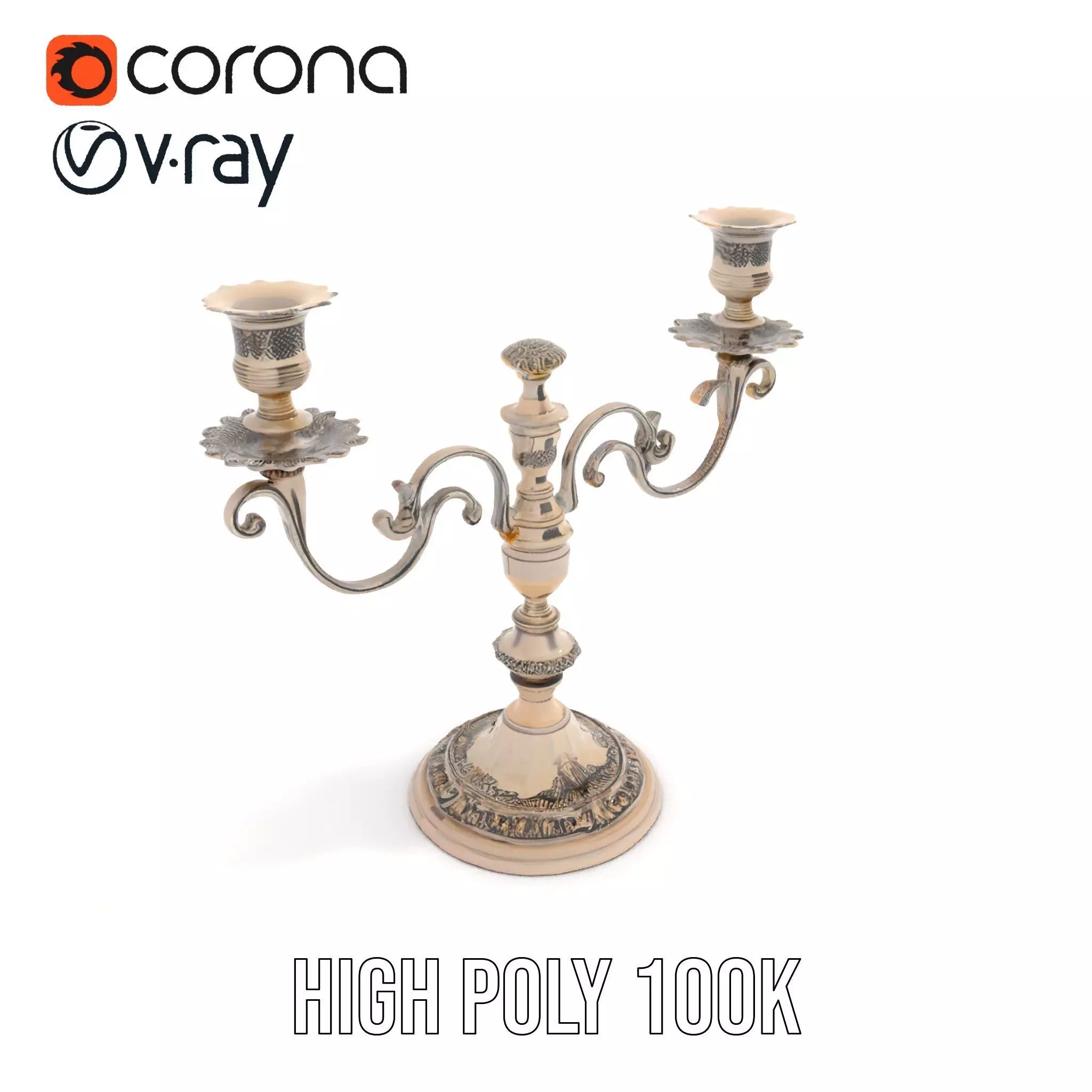 Elegant Silver Candelabra model pack Low-poly 3D model_13