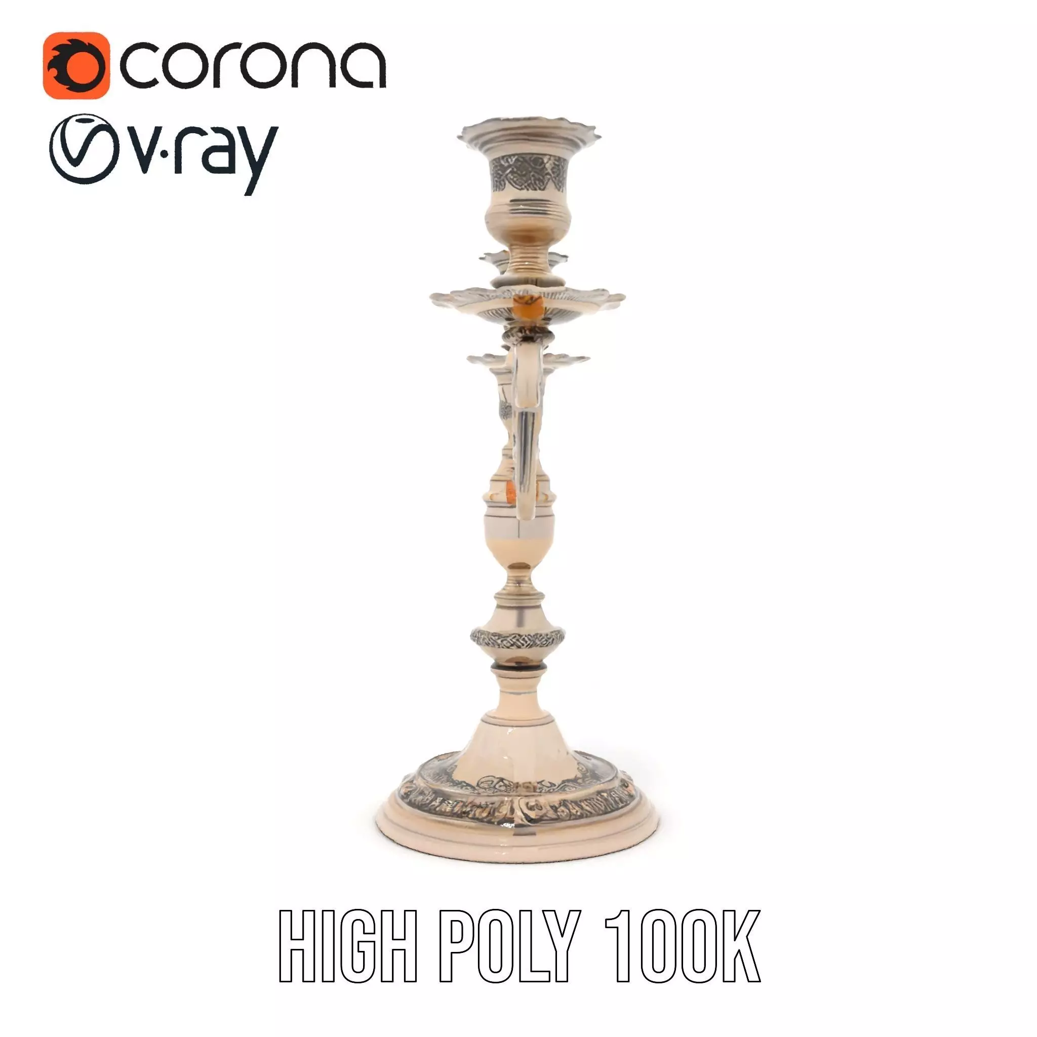 Elegant Silver Candelabra model pack Low-poly 3D model_26