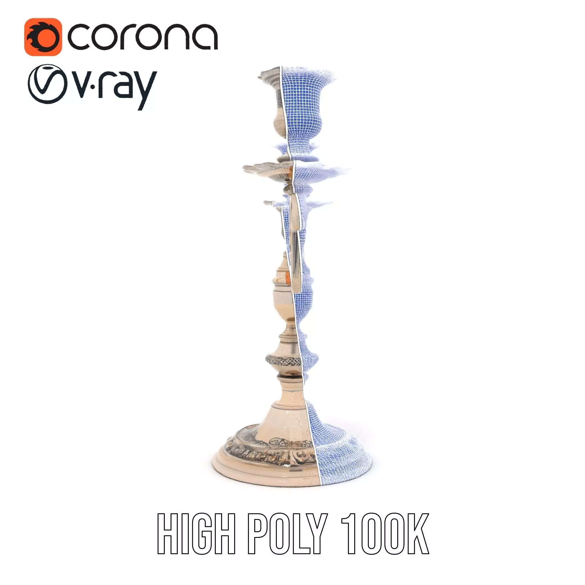 Elegant Silver Candelabra model pack Low-poly 3D model_33
