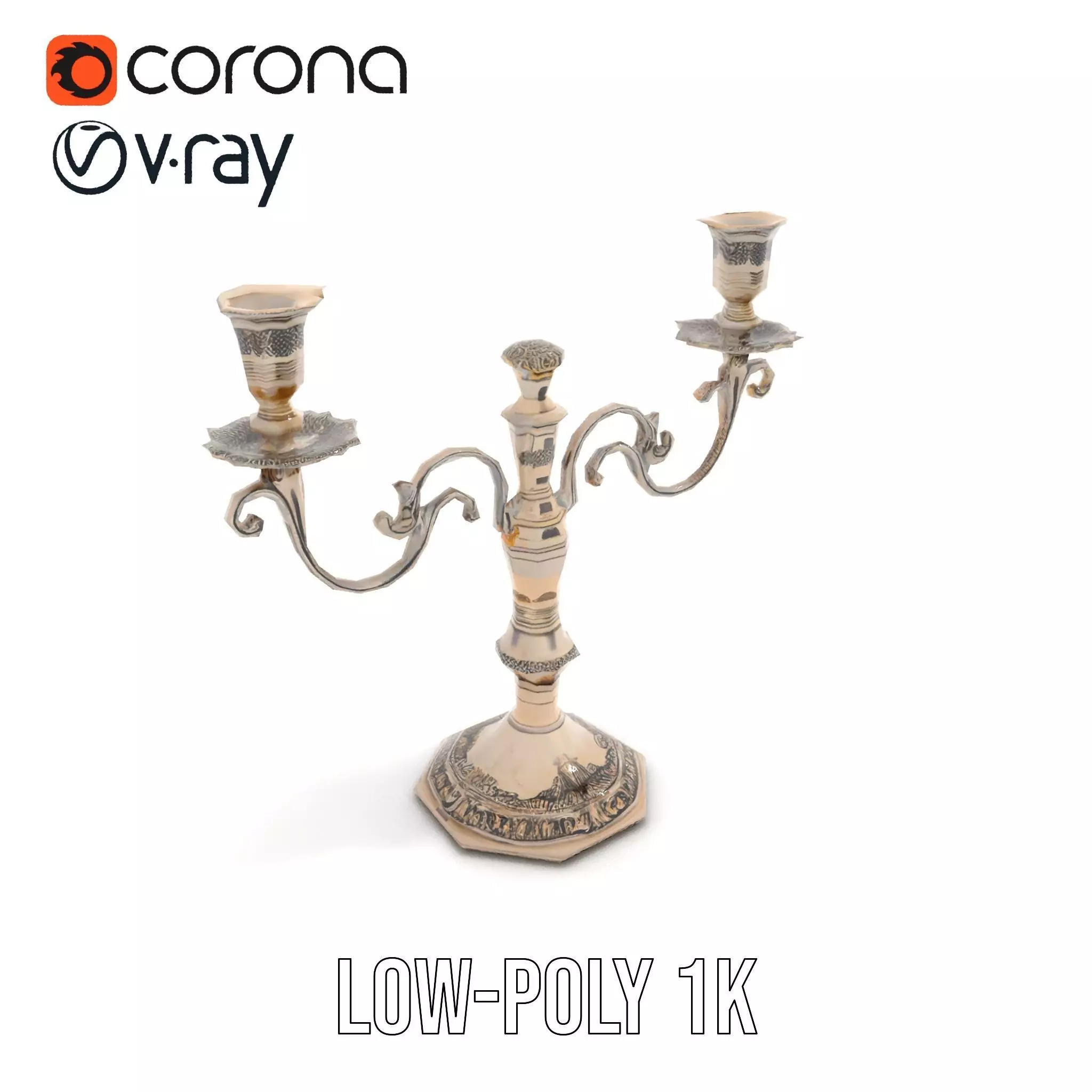 Elegant Silver Candelabra model pack Low-poly 3D model_9