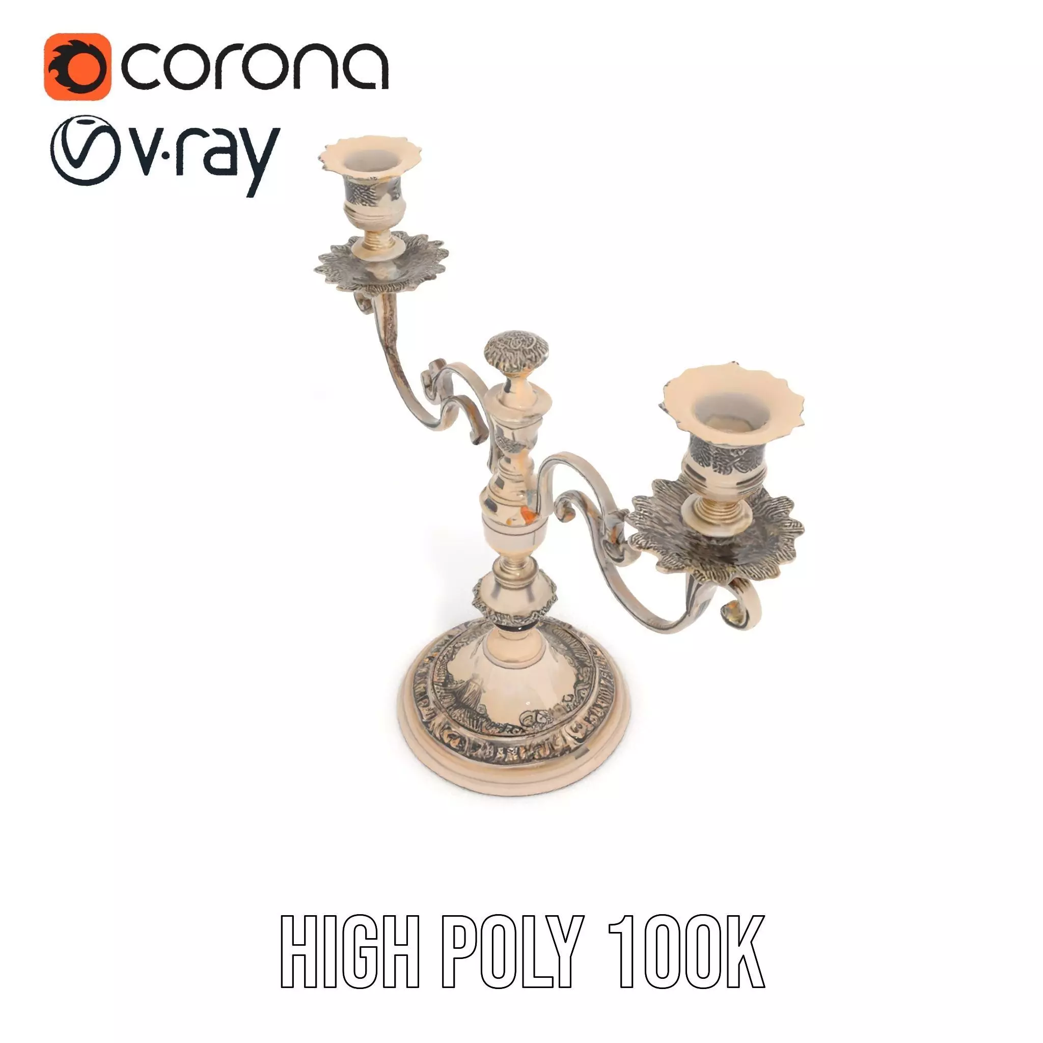 Elegant Silver Candelabra model pack Low-poly 3D model_20