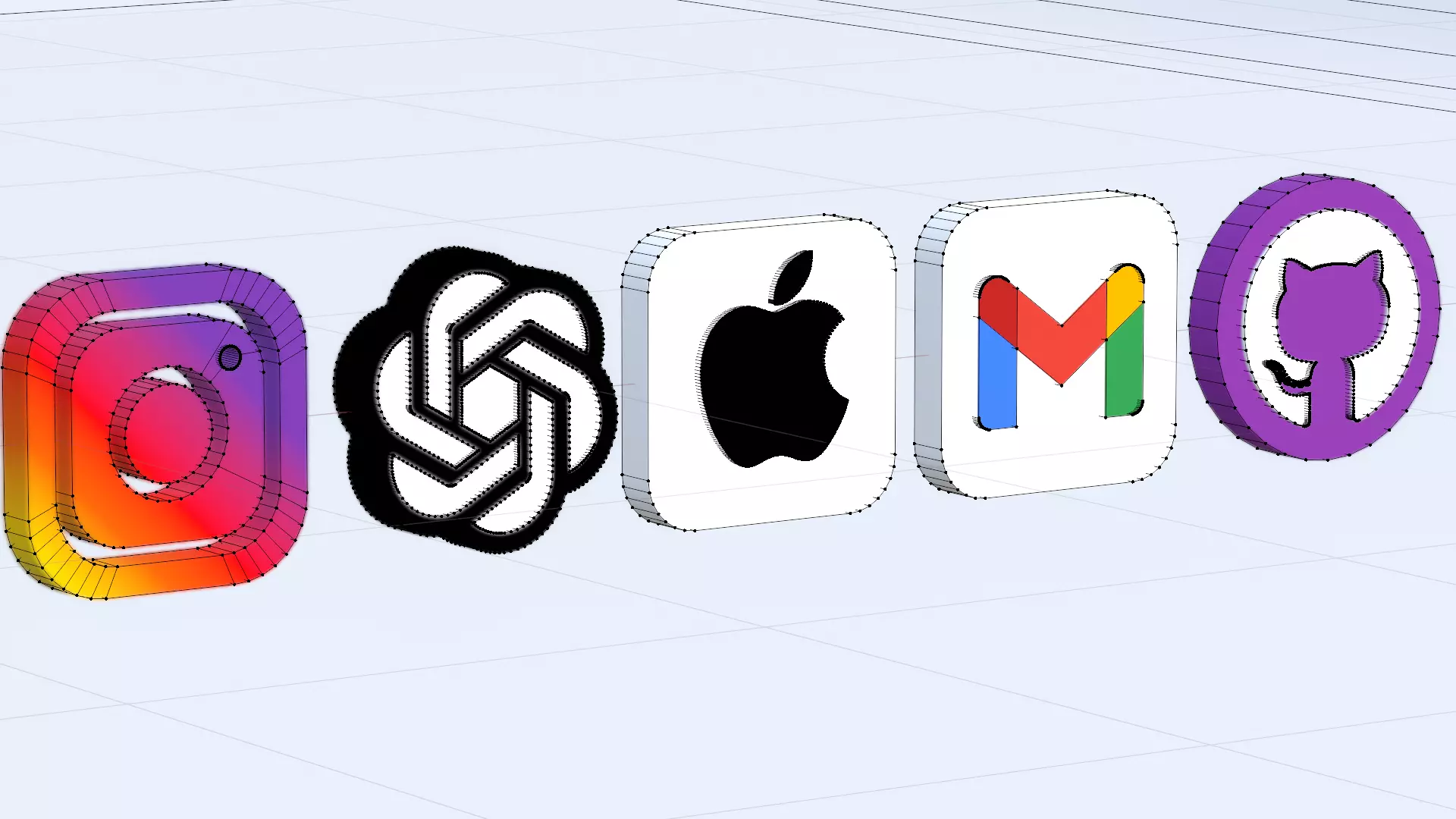 Social Media Icons Low-poly 3D model_7