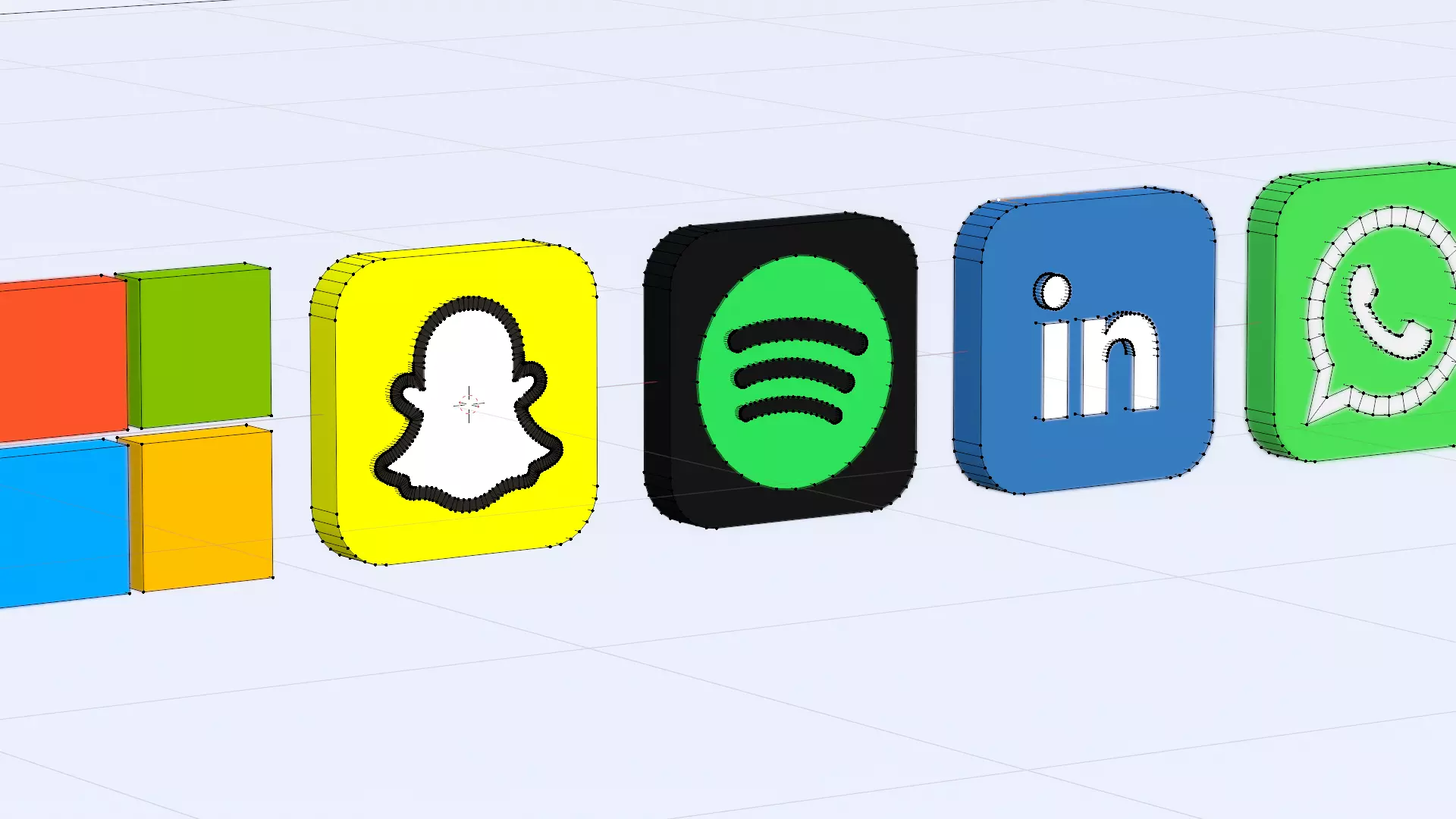 Social Media Icons Low-poly 3D model_5