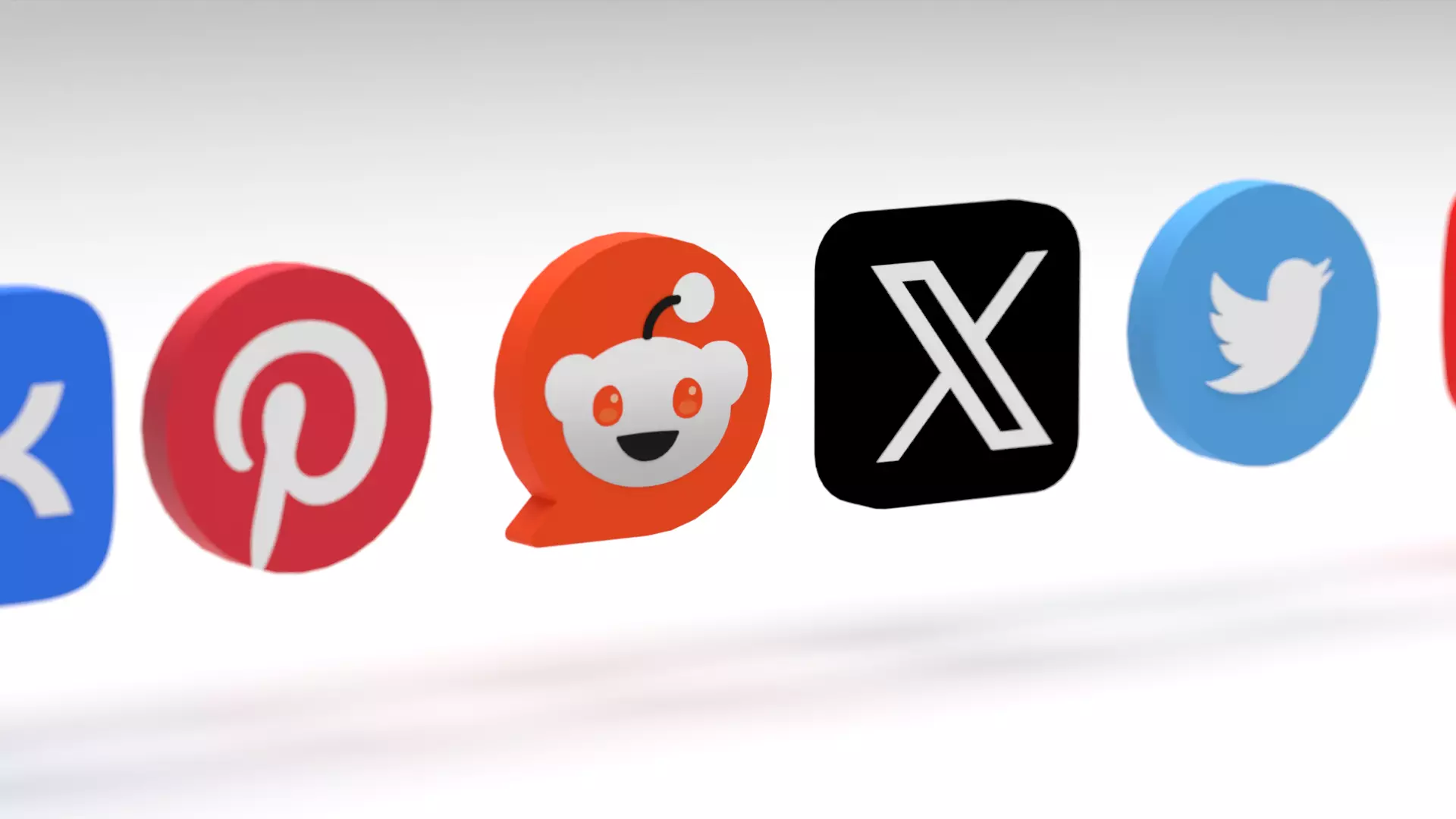 Social Media Icons Low-poly 3D model_2