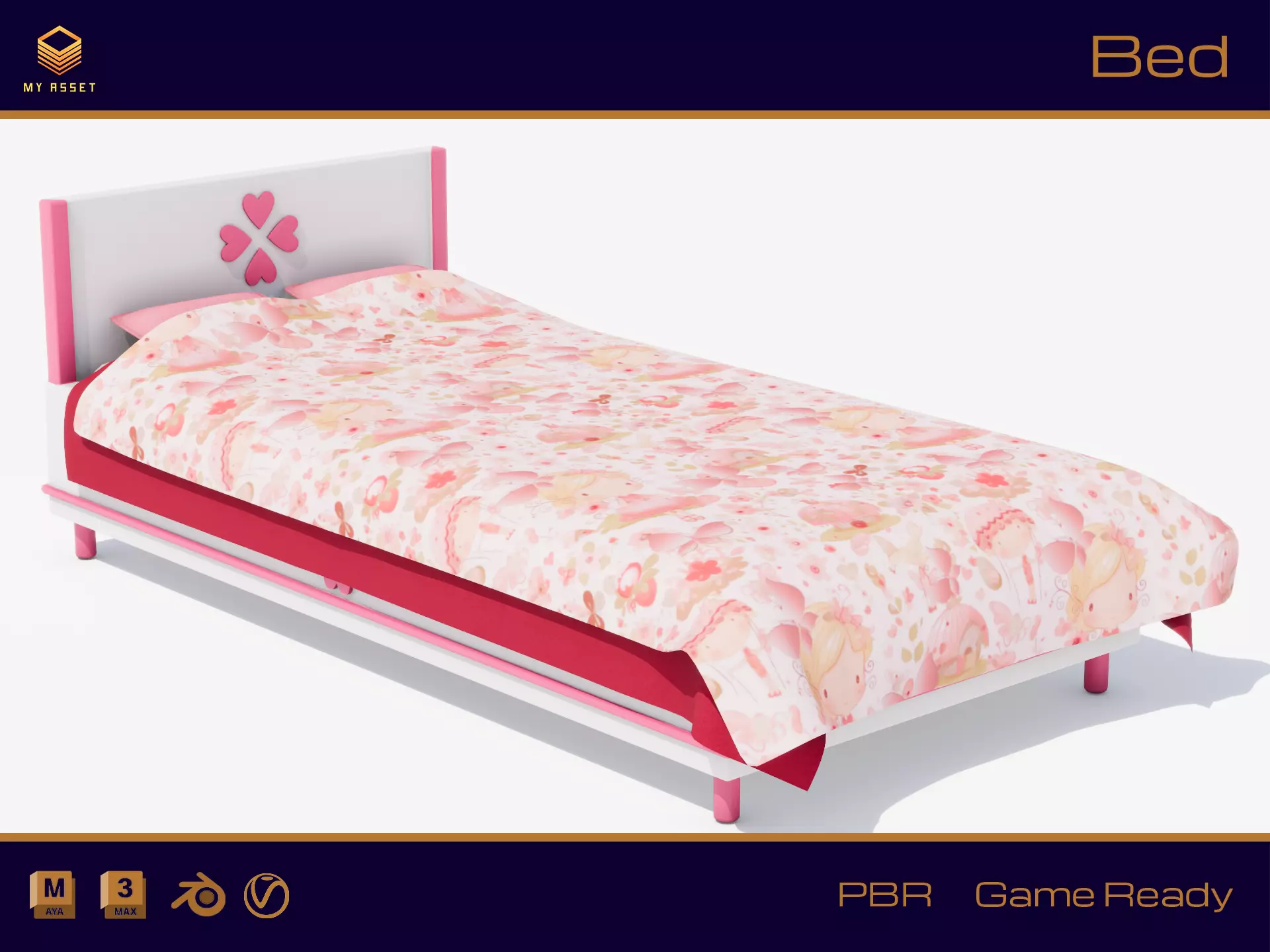 Bed01 Low-poly 3D model_0