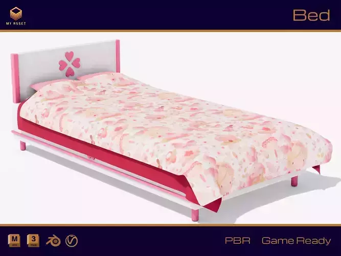 Bed01 Low-poly 3D model Bed01 Low-poly 3D model