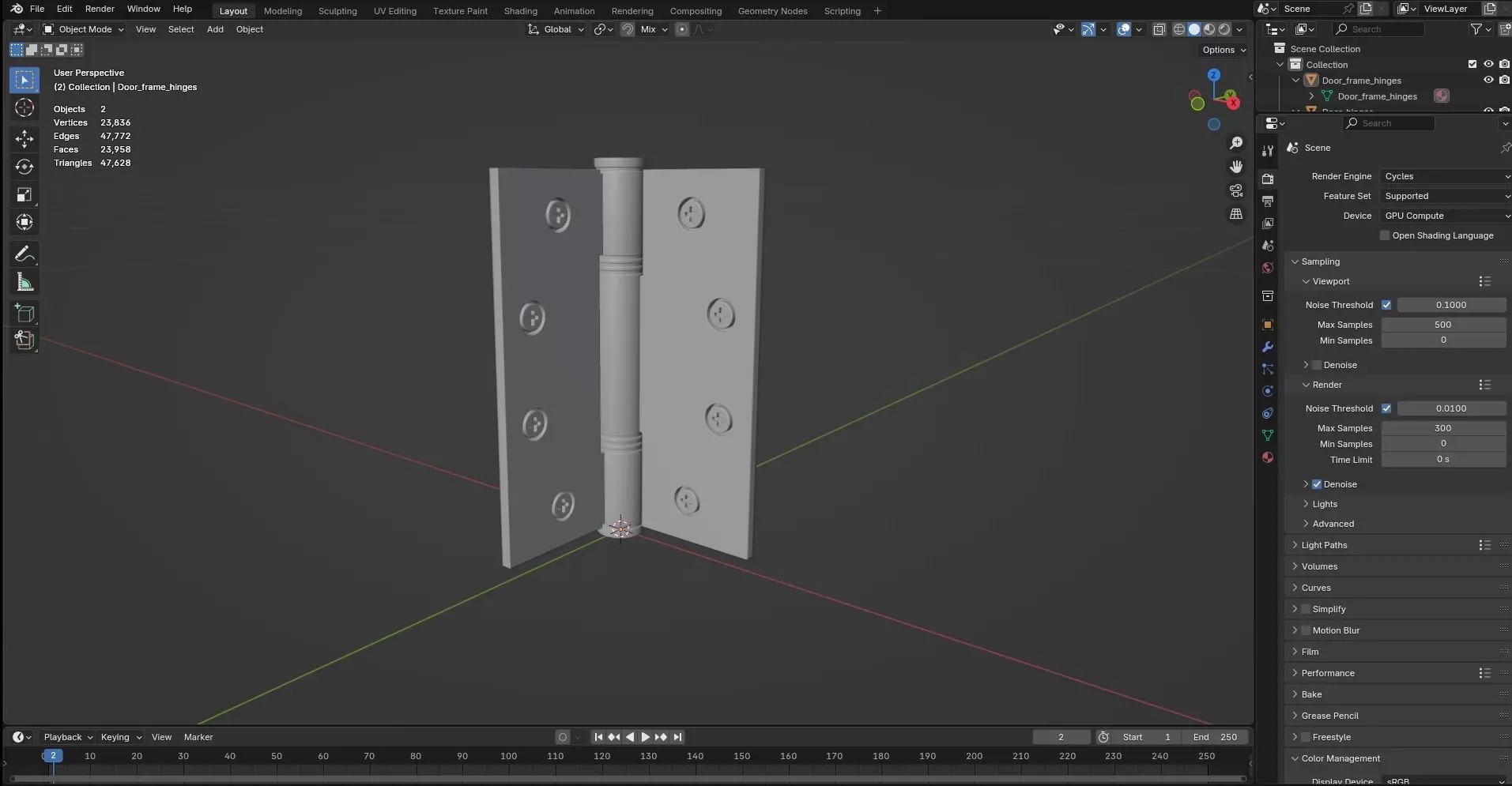 Door Hinges CG3 3D model_7