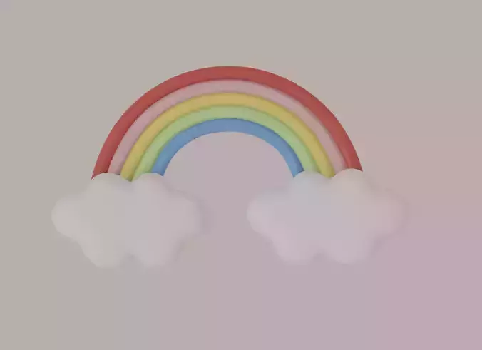 Cloud Rainbow Low-poly 3D model