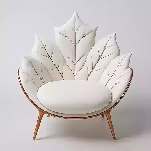 Leaf Whisper Chair Nature Inspired Modern Lounge Chair Low-poly 3D model 2