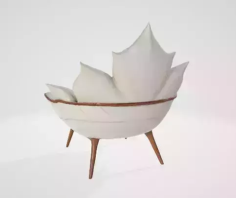 Leaf Whisper Chair Nature Inspired Modern Lounge Chair Low-poly 3D model 6
