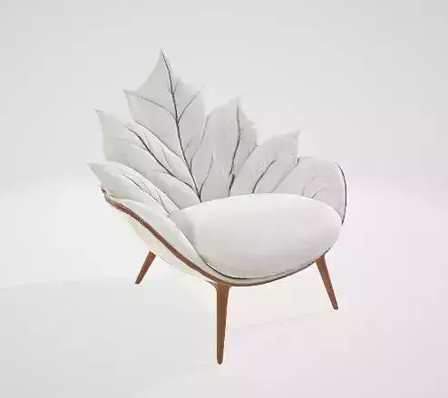Leaf Whisper Chair Nature Inspired Modern Lounge Chair Low-poly 3D model 3