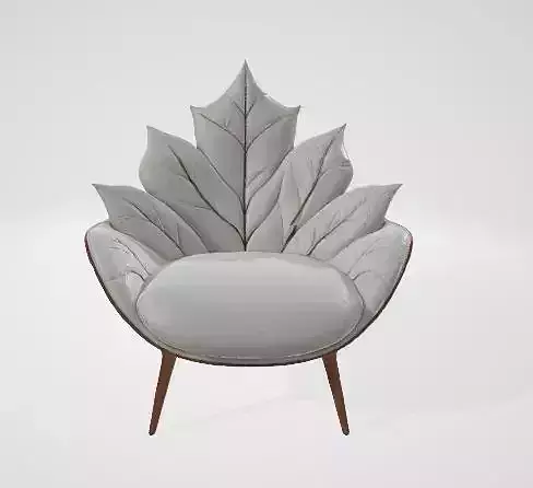 Leaf Whisper Chair Nature Inspired Modern Lounge Chair Low-poly 3D model 4