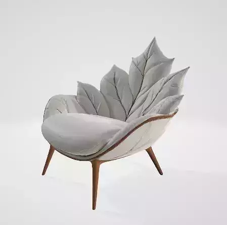 Leaf Whisper Chair Nature Inspired Modern Lounge Chair Low-poly 3D model 7