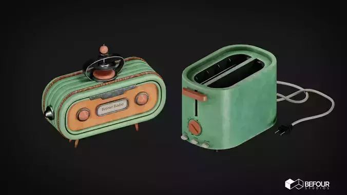 Retro Radio and Toaster
