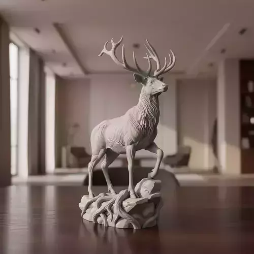 Majestic Stag on Rocky - 3D Print Model