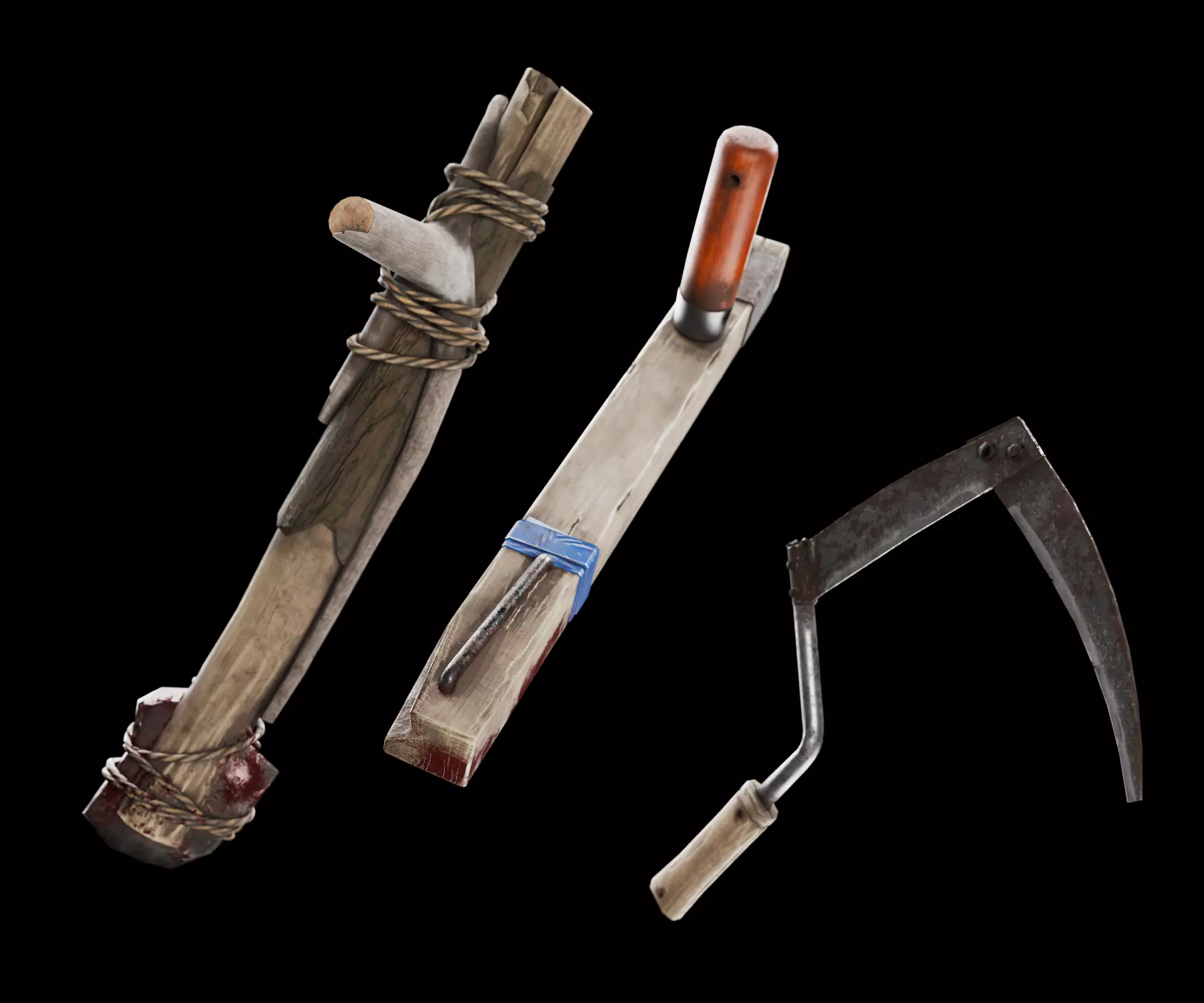 Scrap melee weapon set Low-poly 3D model_2