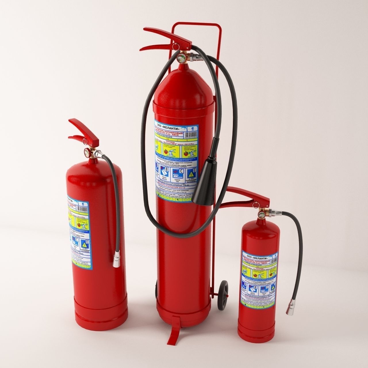 Fire extinguishers and Fire equipment 3D model_3