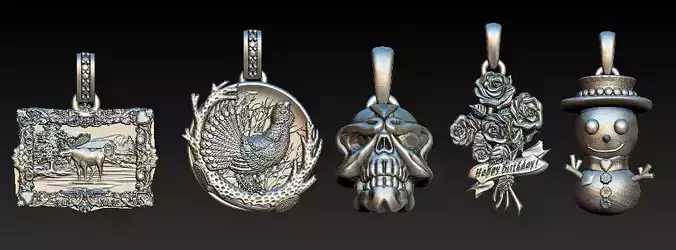 Antique Skull Pendant  Gothic Warrior Relic 3D Print STL 3D print model