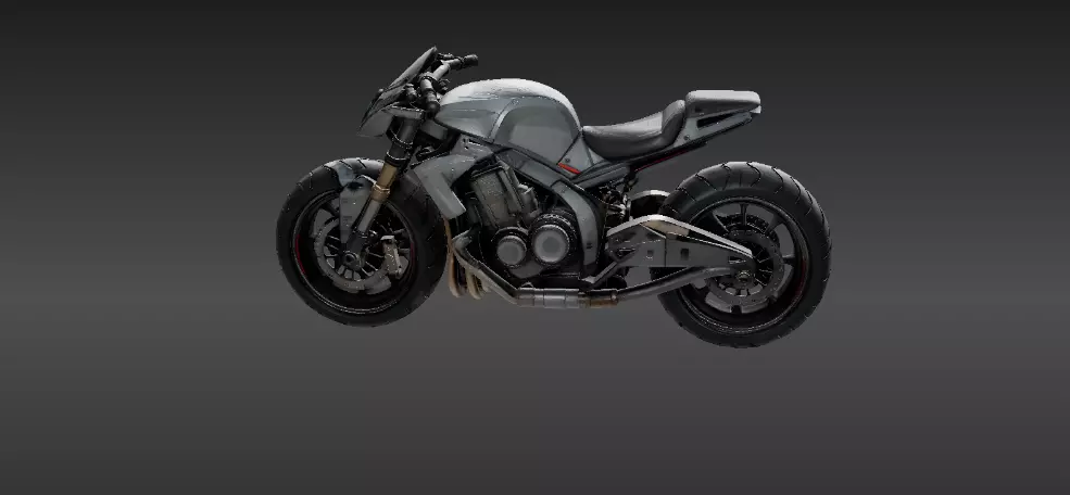 Stylized Futuristic Speeder Bike 3D Model Game-Ready Low-Poly Low-poly 3D model_0