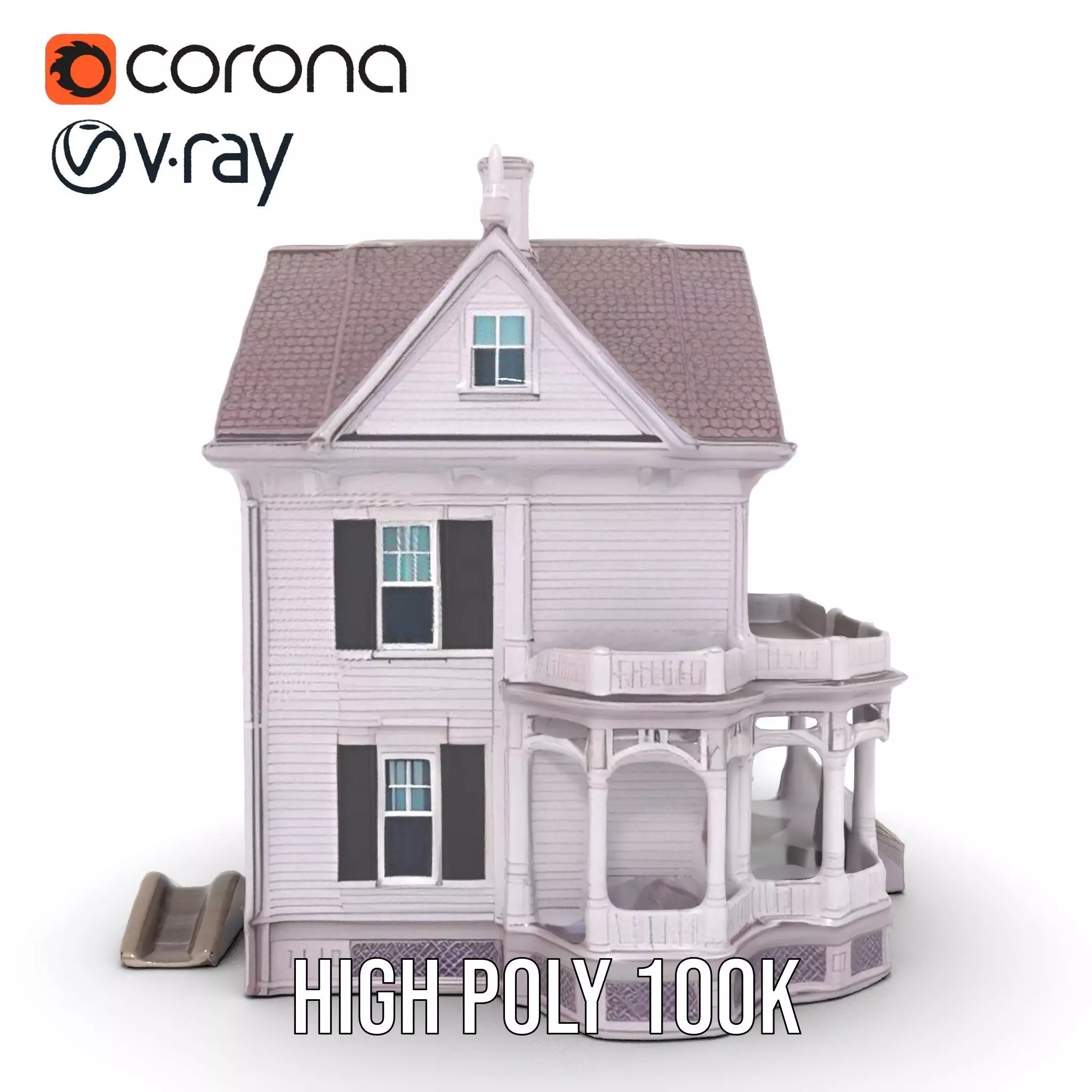 Victorian Lavender Mansion model pack Low-poly 3D model_31