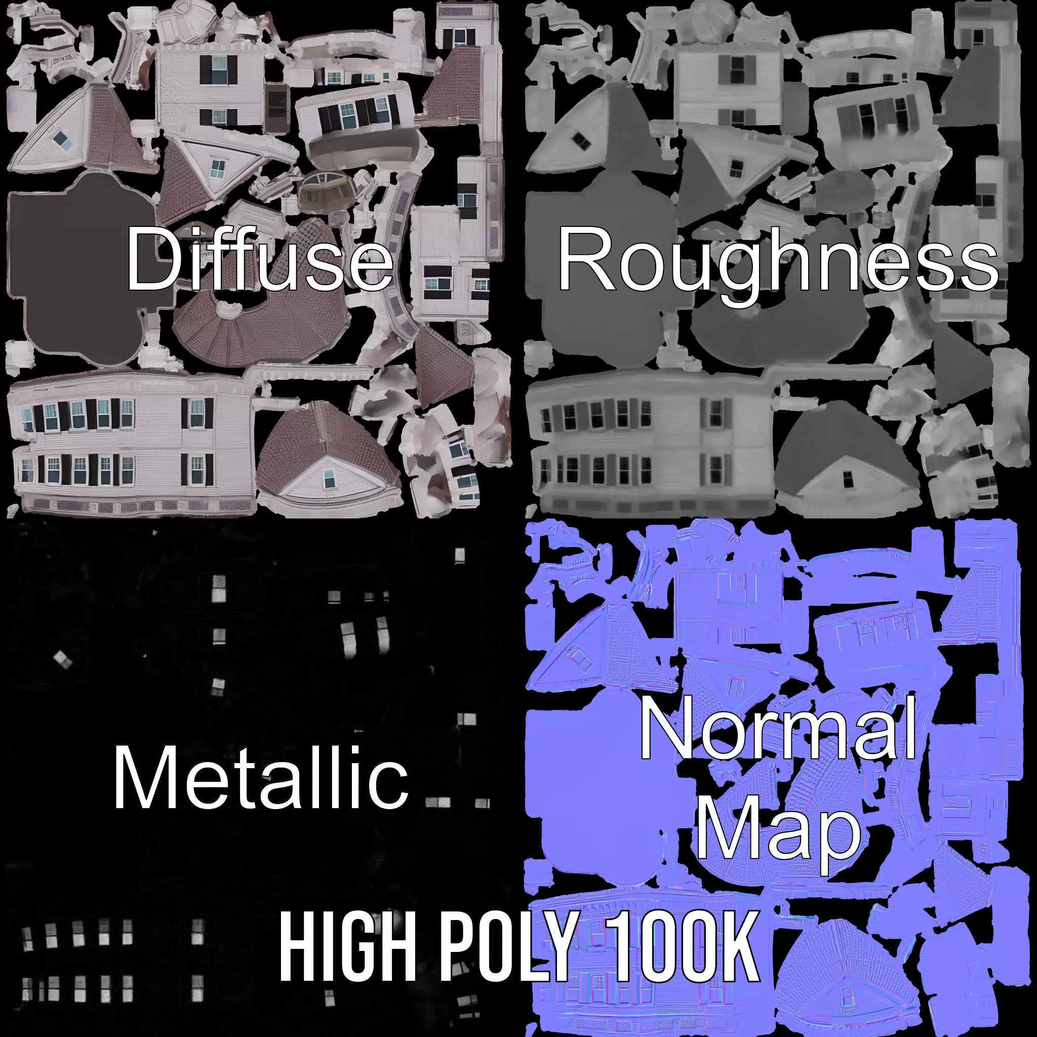 Victorian Lavender Mansion model pack Low-poly 3D model_3