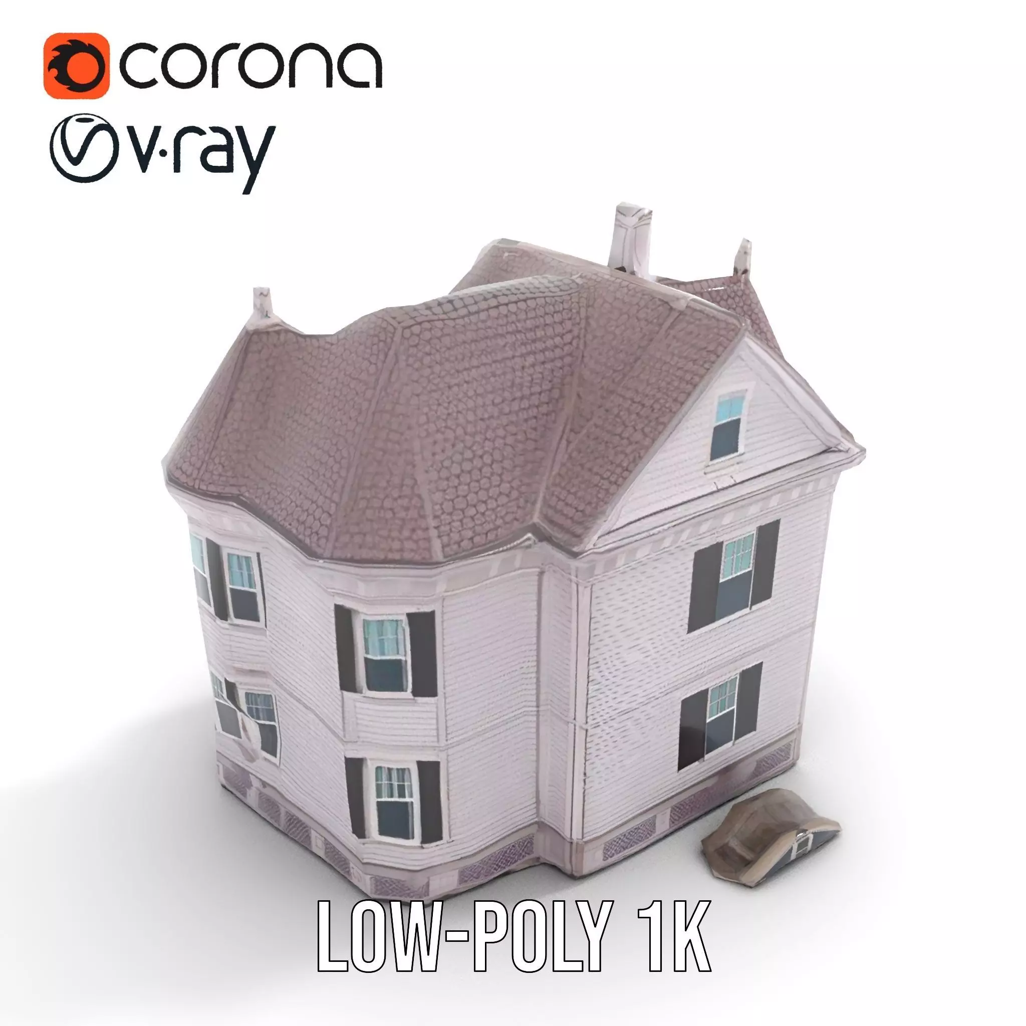 Victorian Lavender Mansion model pack Low-poly 3D model_17