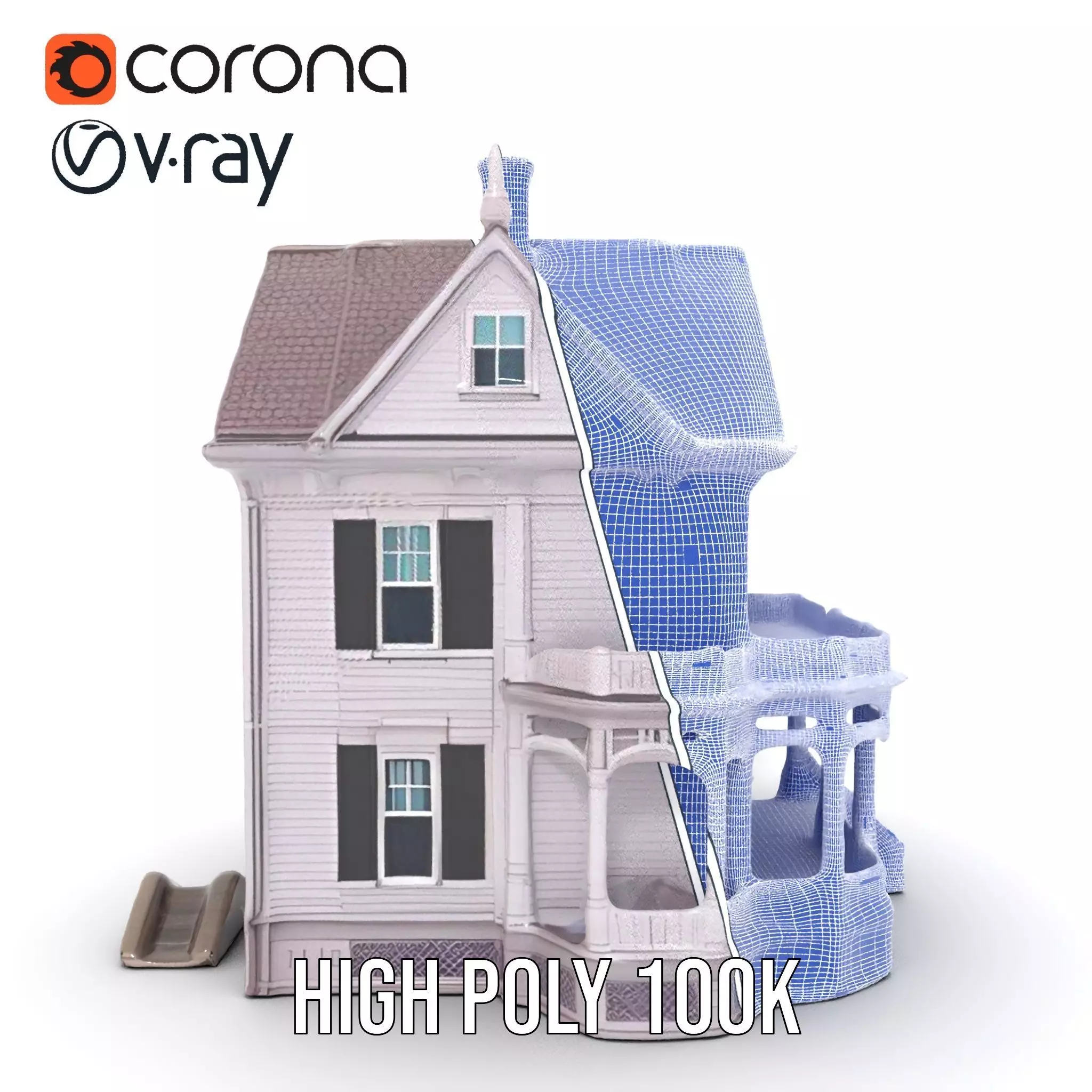 Victorian Lavender Mansion model pack Low-poly 3D model_32