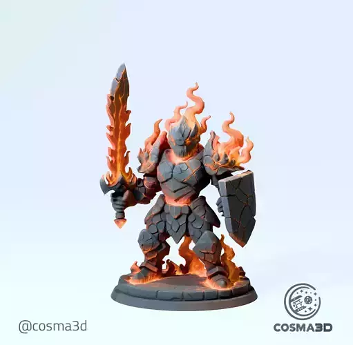 Guardian of Magma and Stone Elemental Warrior Miniature