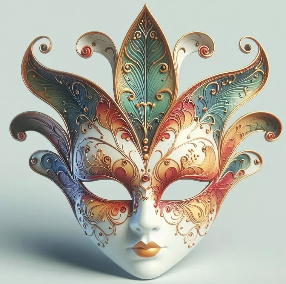 2463Venetian Carnival Mask Color 3D Model magic 3D print model_7