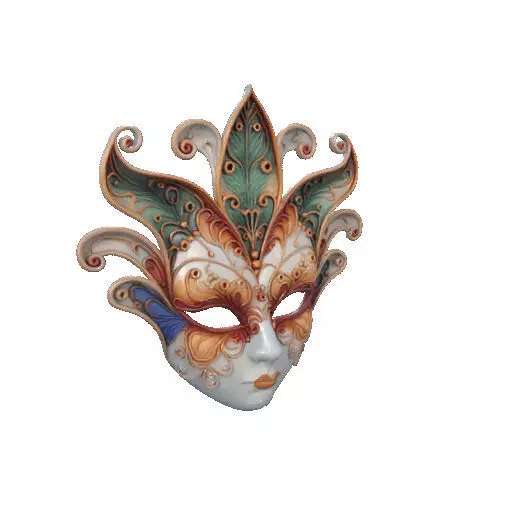 2463Venetian Carnival Mask Color 3D Model magic 3D print model_11