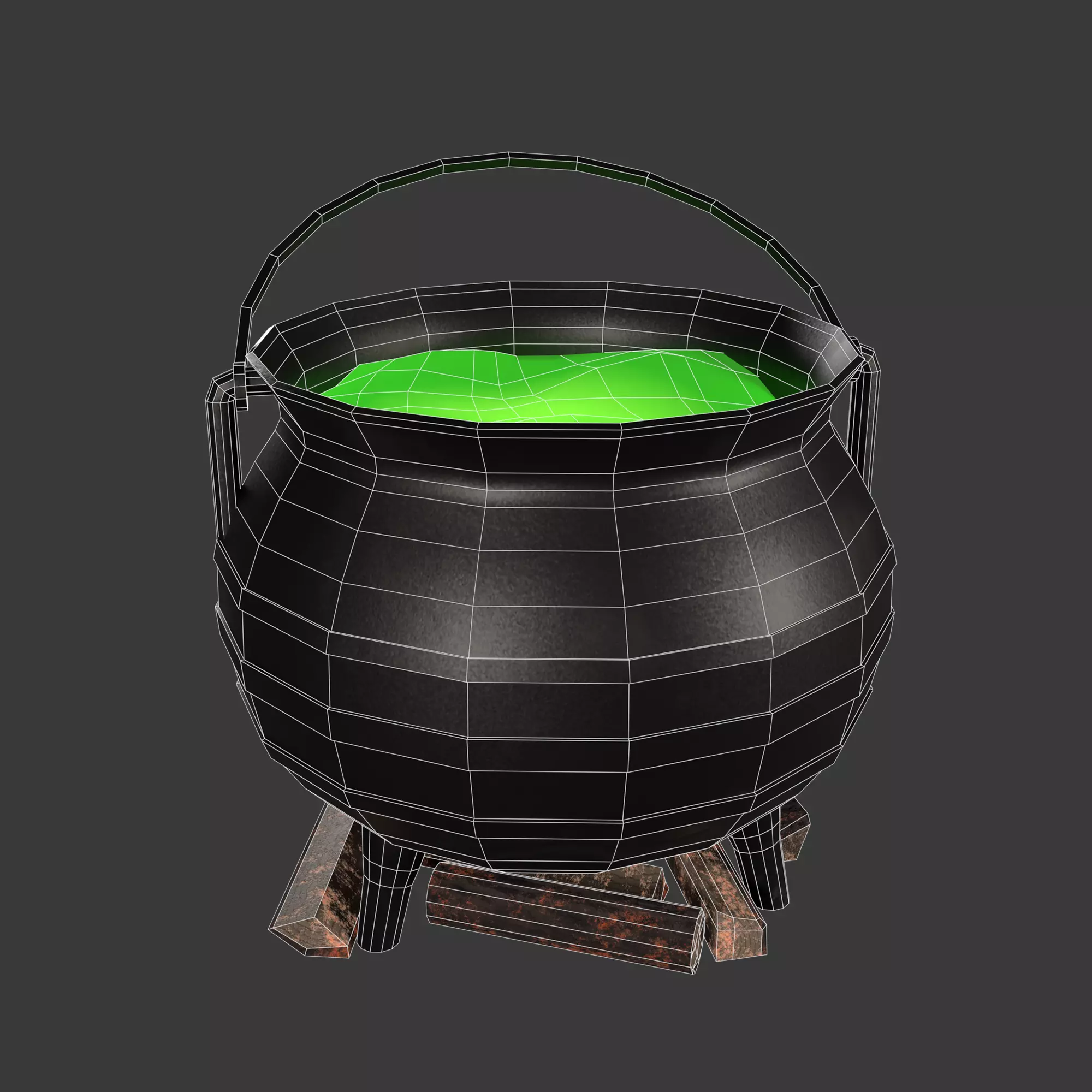 Witch Cauldron And Potion Cabinet Set 3D Model Collection_6