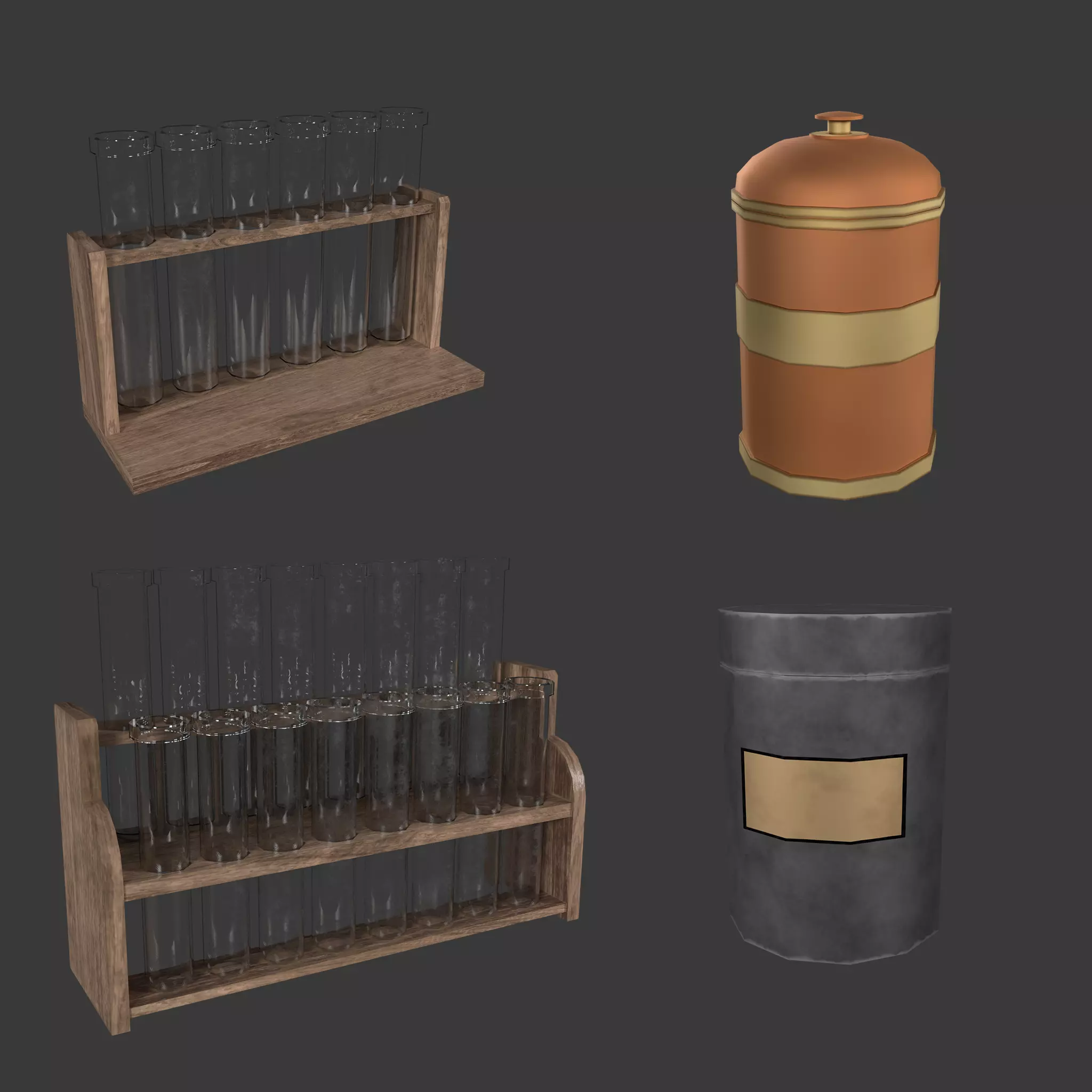 Witch Cauldron And Potion Cabinet Set 3D Model Collection_21