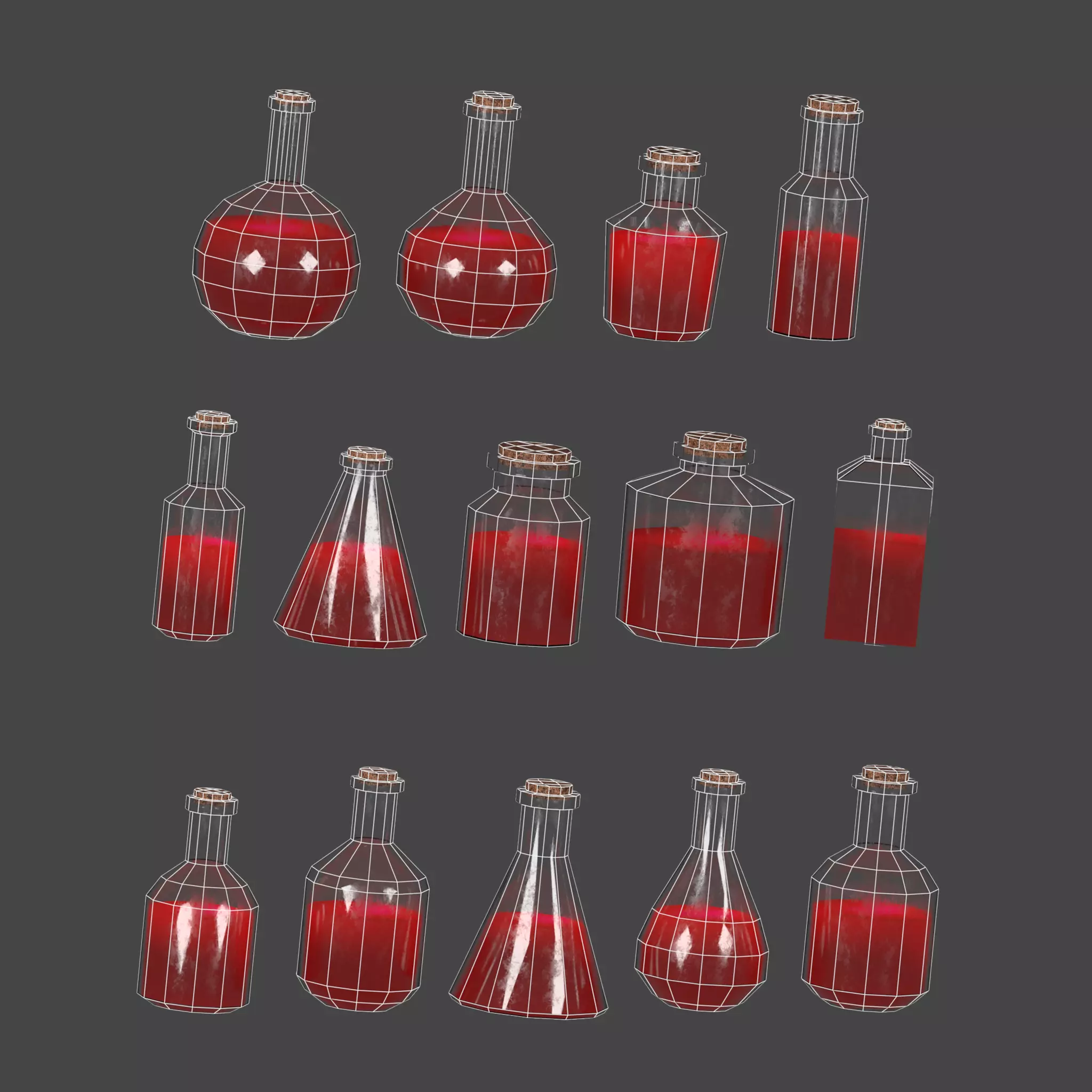 Witch Cauldron And Potion Cabinet Set 3D Model Collection_12