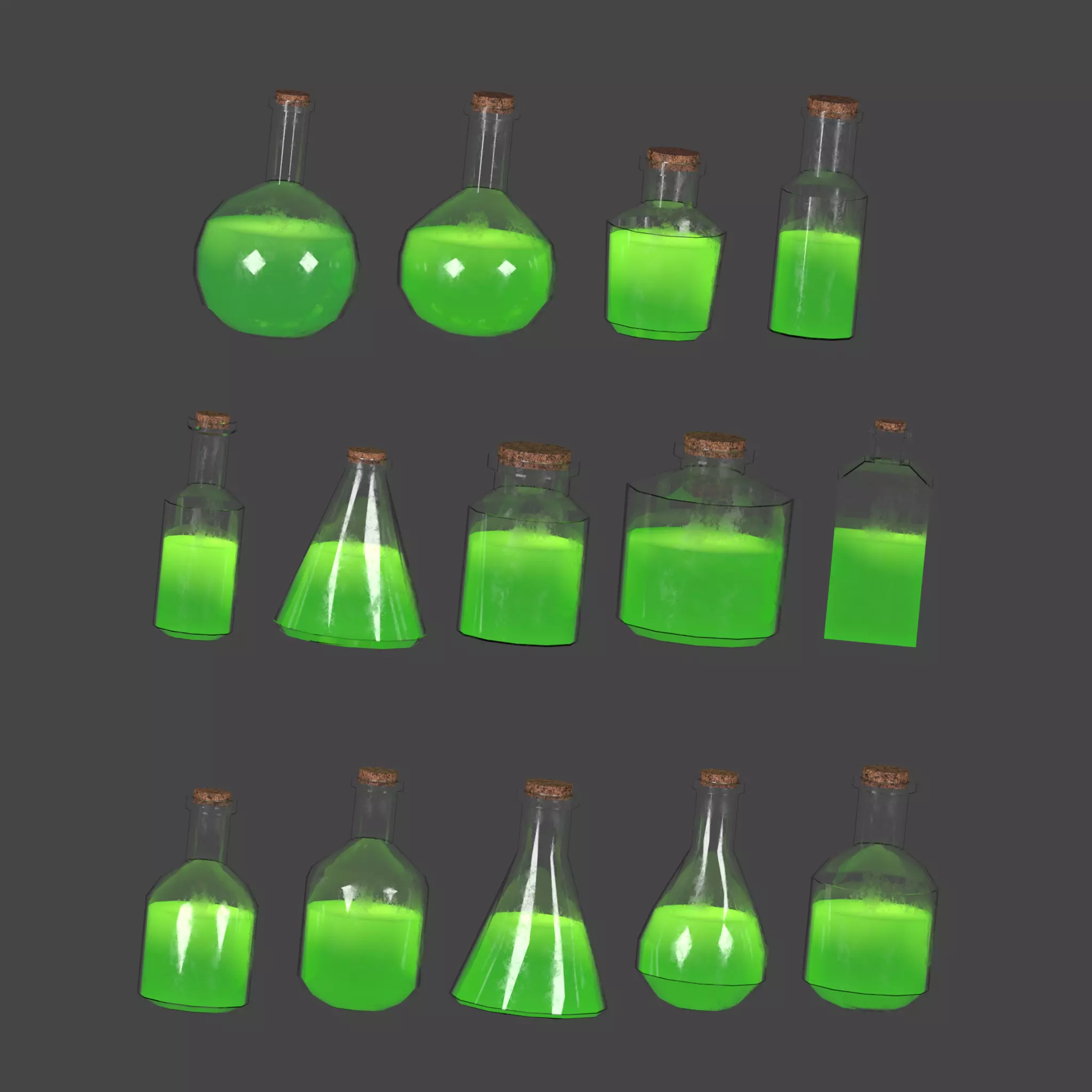 Witch Cauldron And Potion Cabinet Set 3D Model Collection_13