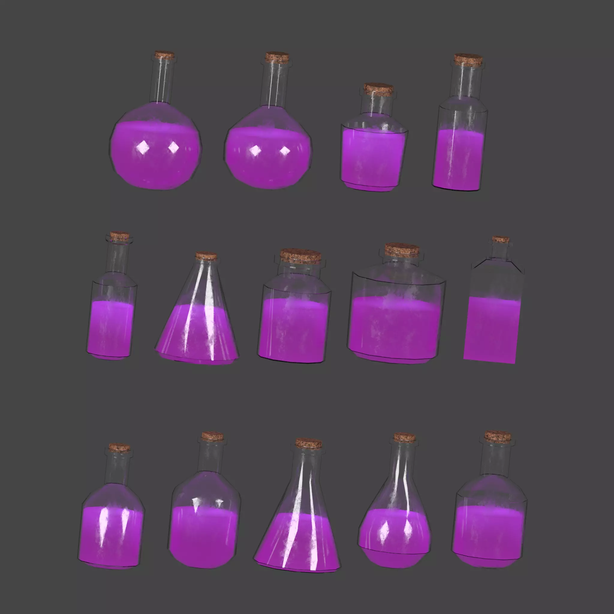 Witch Cauldron And Potion Cabinet Set 3D Model Collection_15