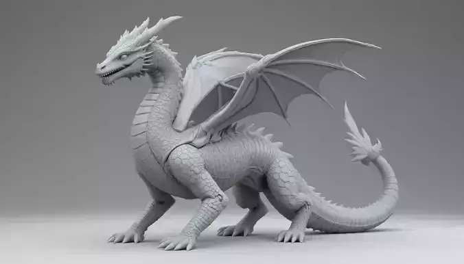Articulated Flexi Dragon 3D Model Print-Ready Game-Ready 3D print model