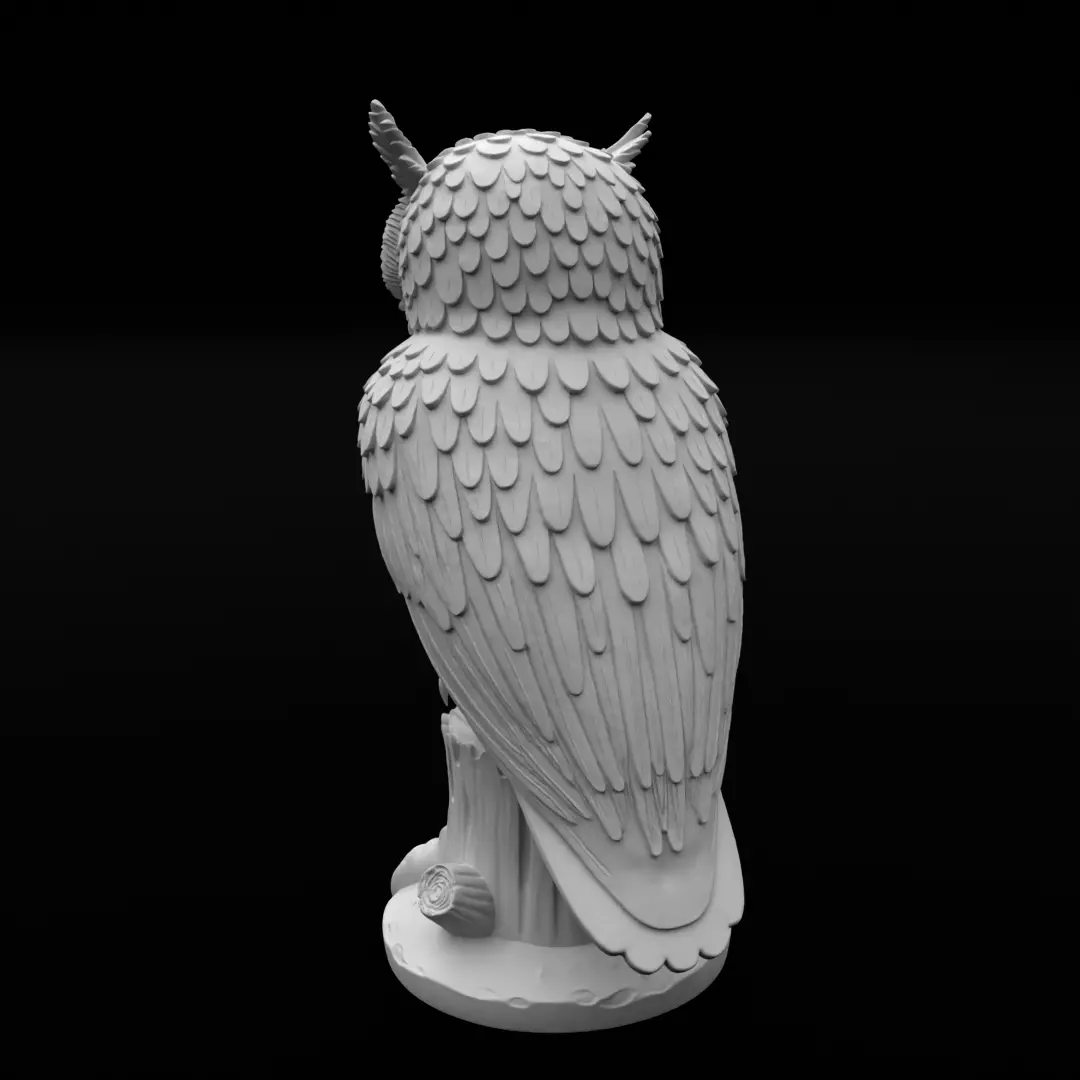 Horned Owl - 3D Print Model 3D print model_2